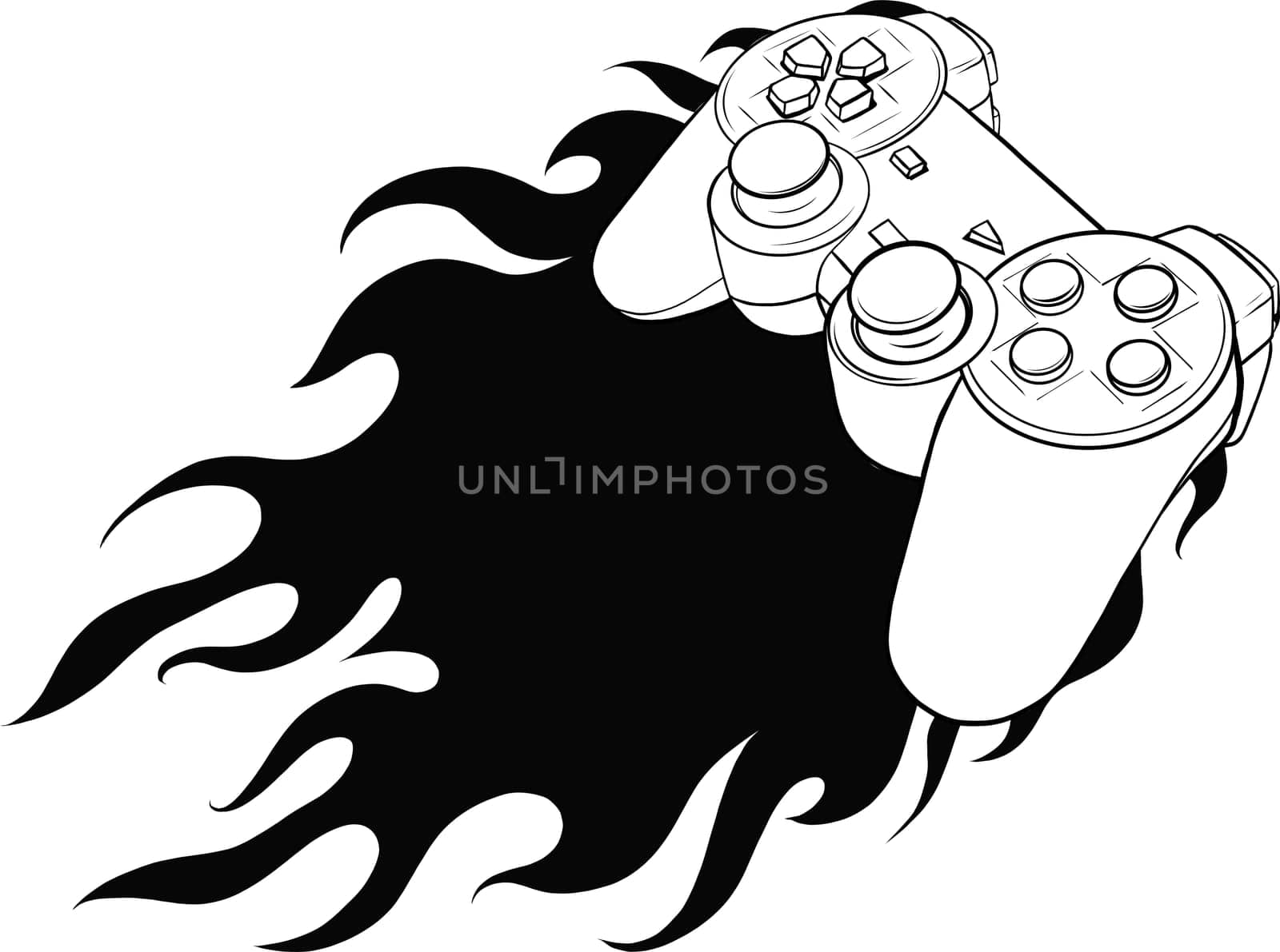 joypad with a fire for gaming vector illustration