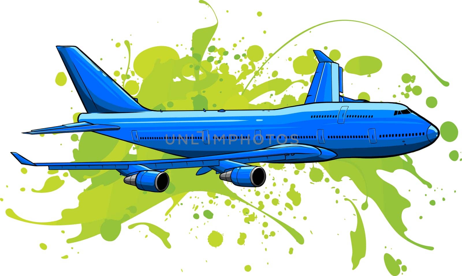 vector illustration of colored Airplane flying
