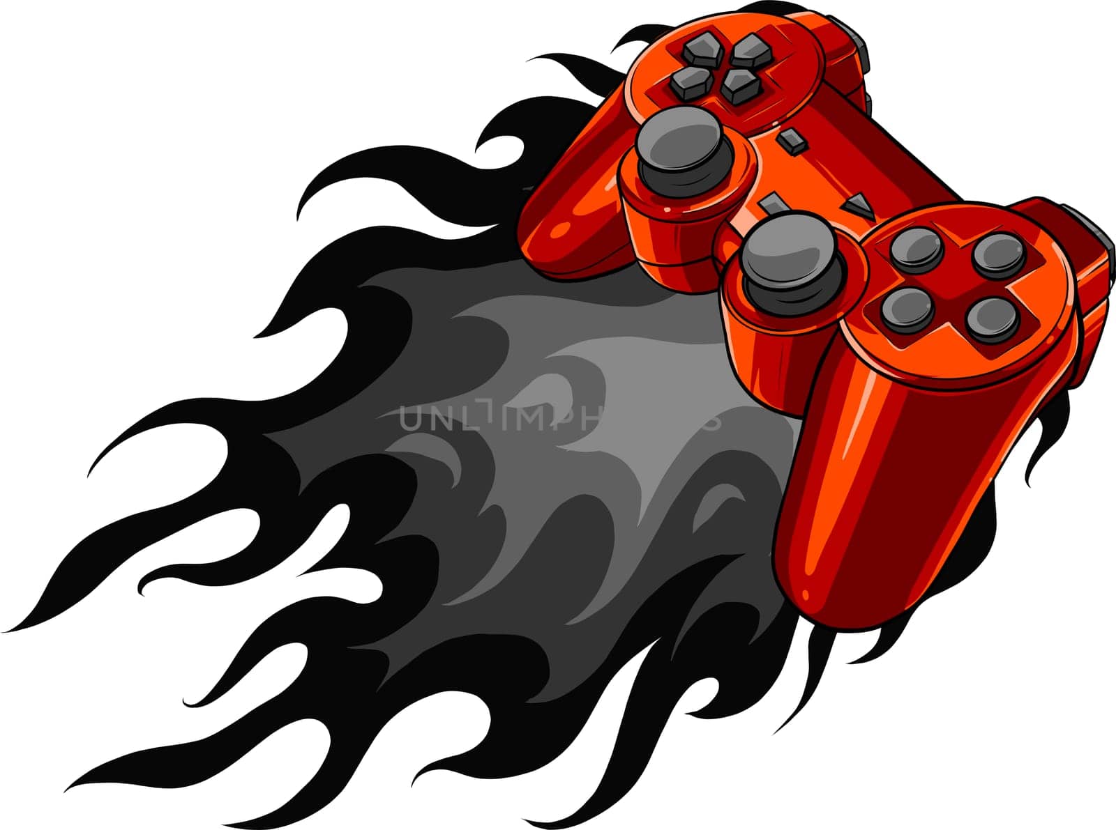 joypad with a fire for gaming vector illustration