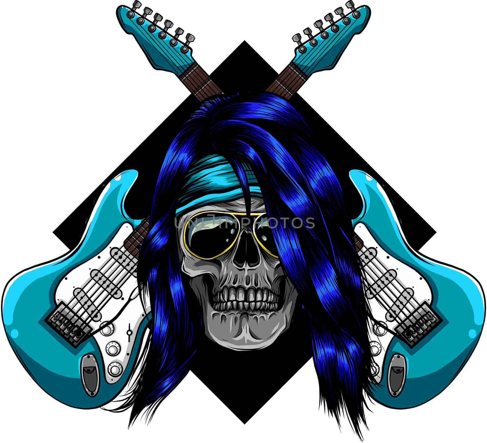 Electric Guitar and skull vector