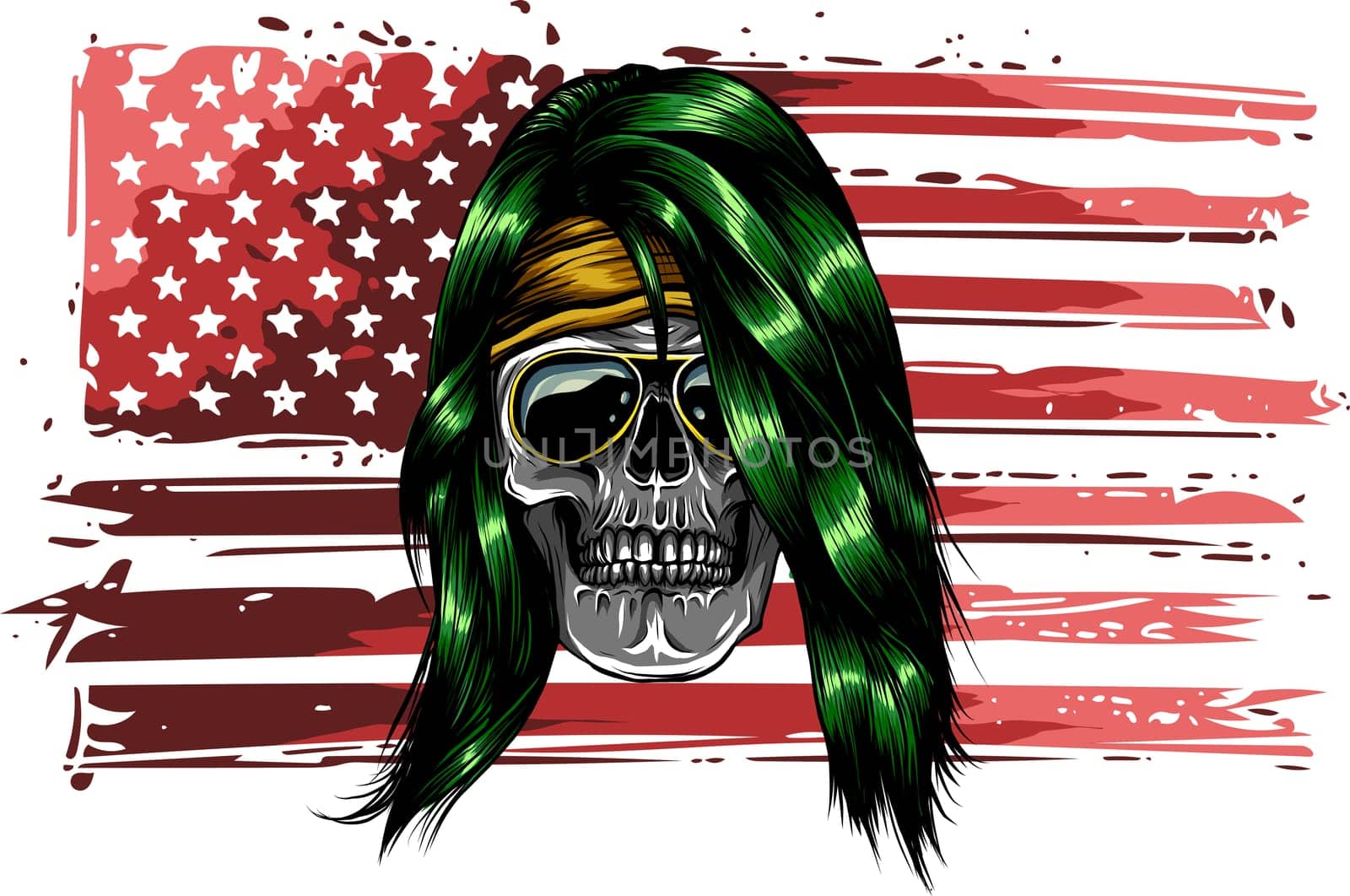 illustartion of skull with american flag