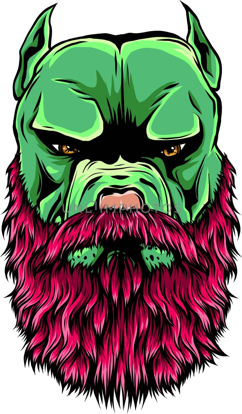 Pitbull head with beard design