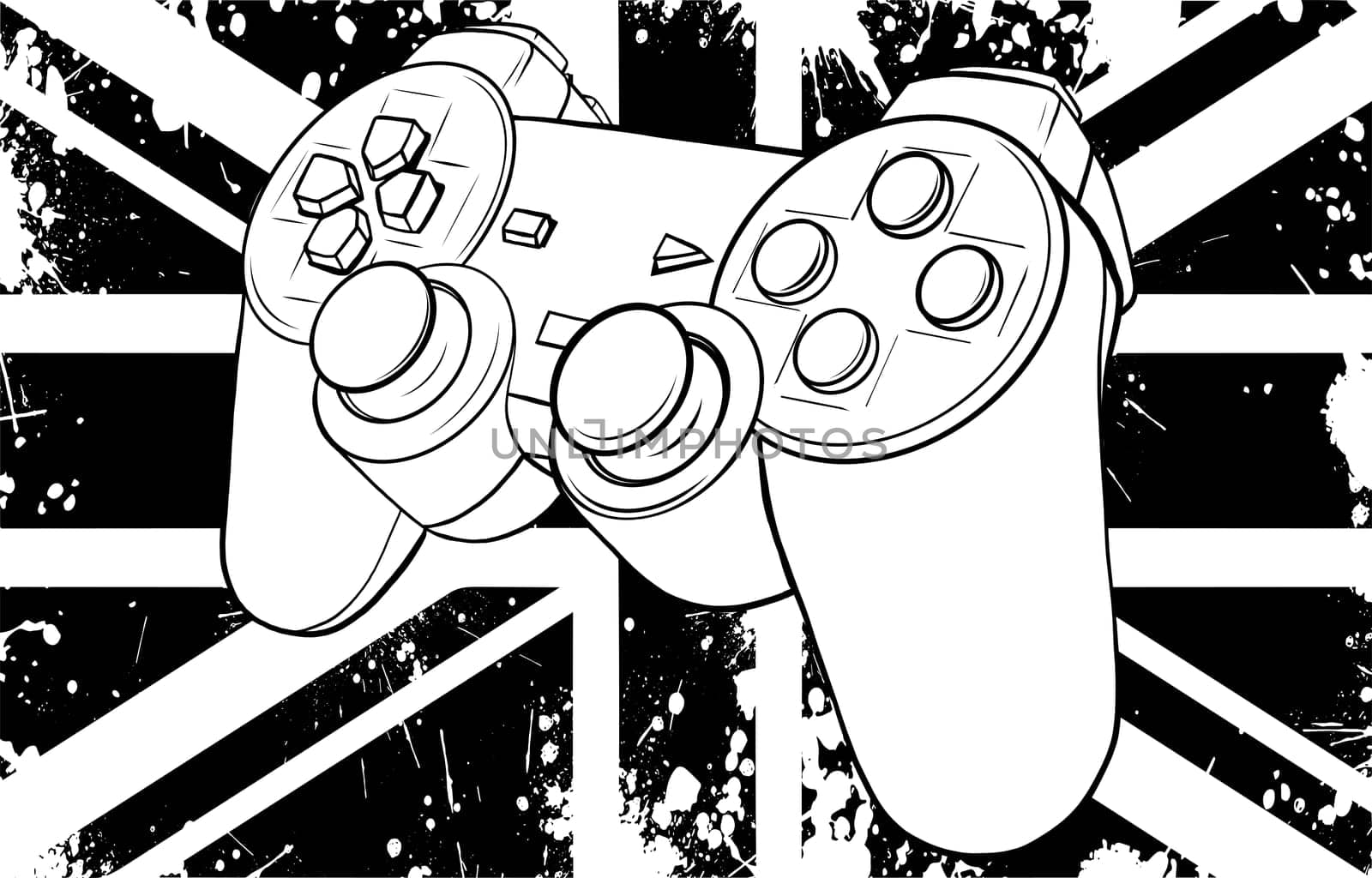 Gaming controller with england flag vector