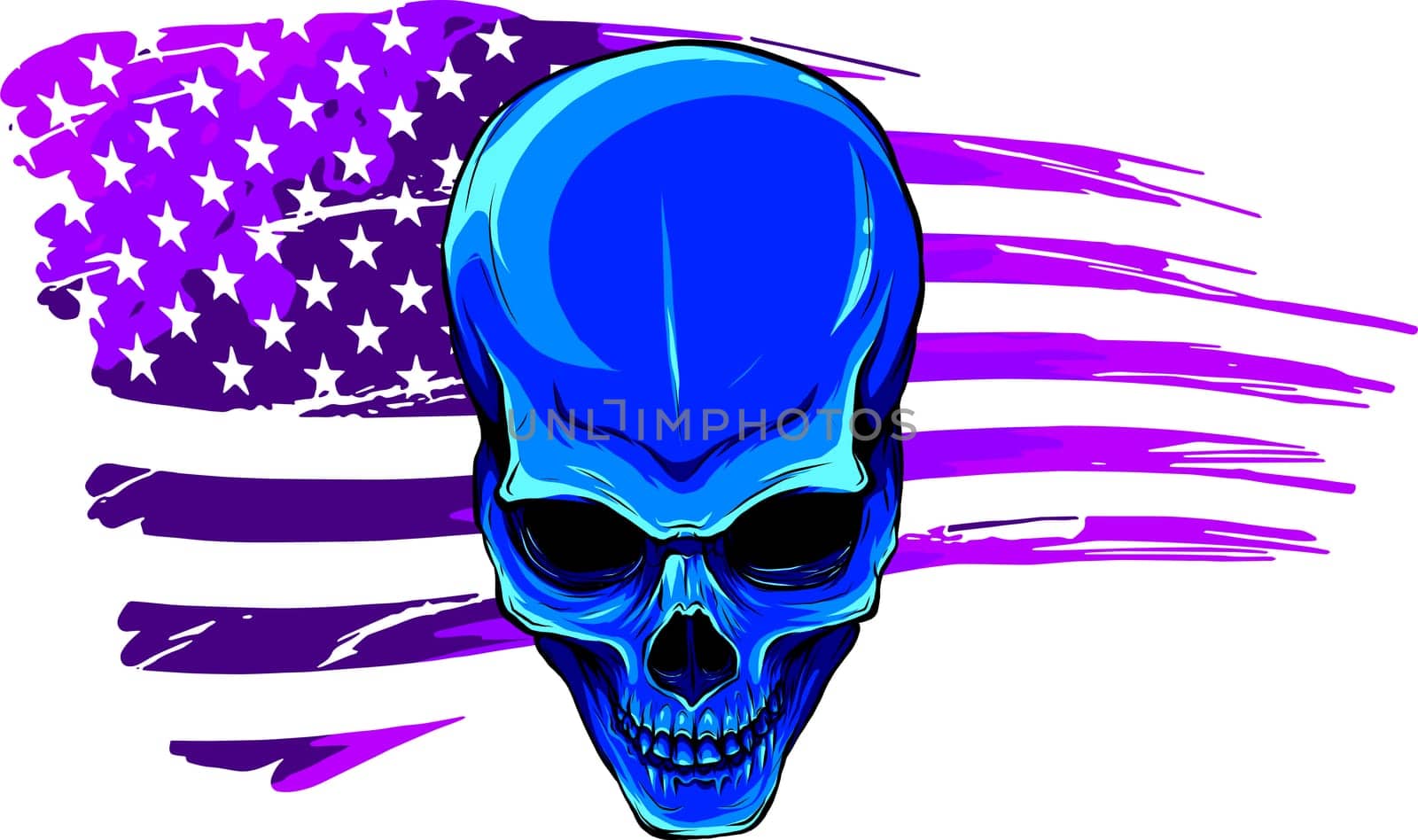 illustartion of skull with american flag