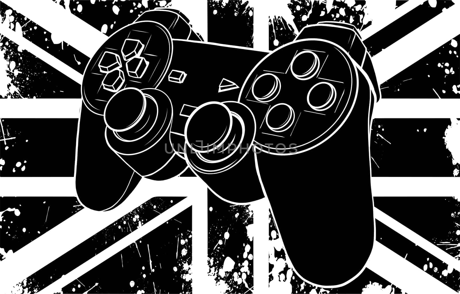 Gaming controller with england flag vector