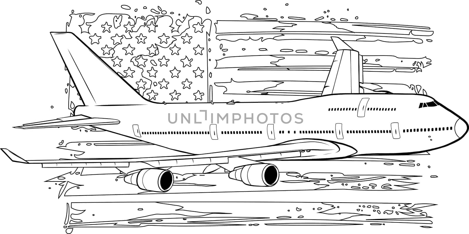 illustration of airplane with american flag