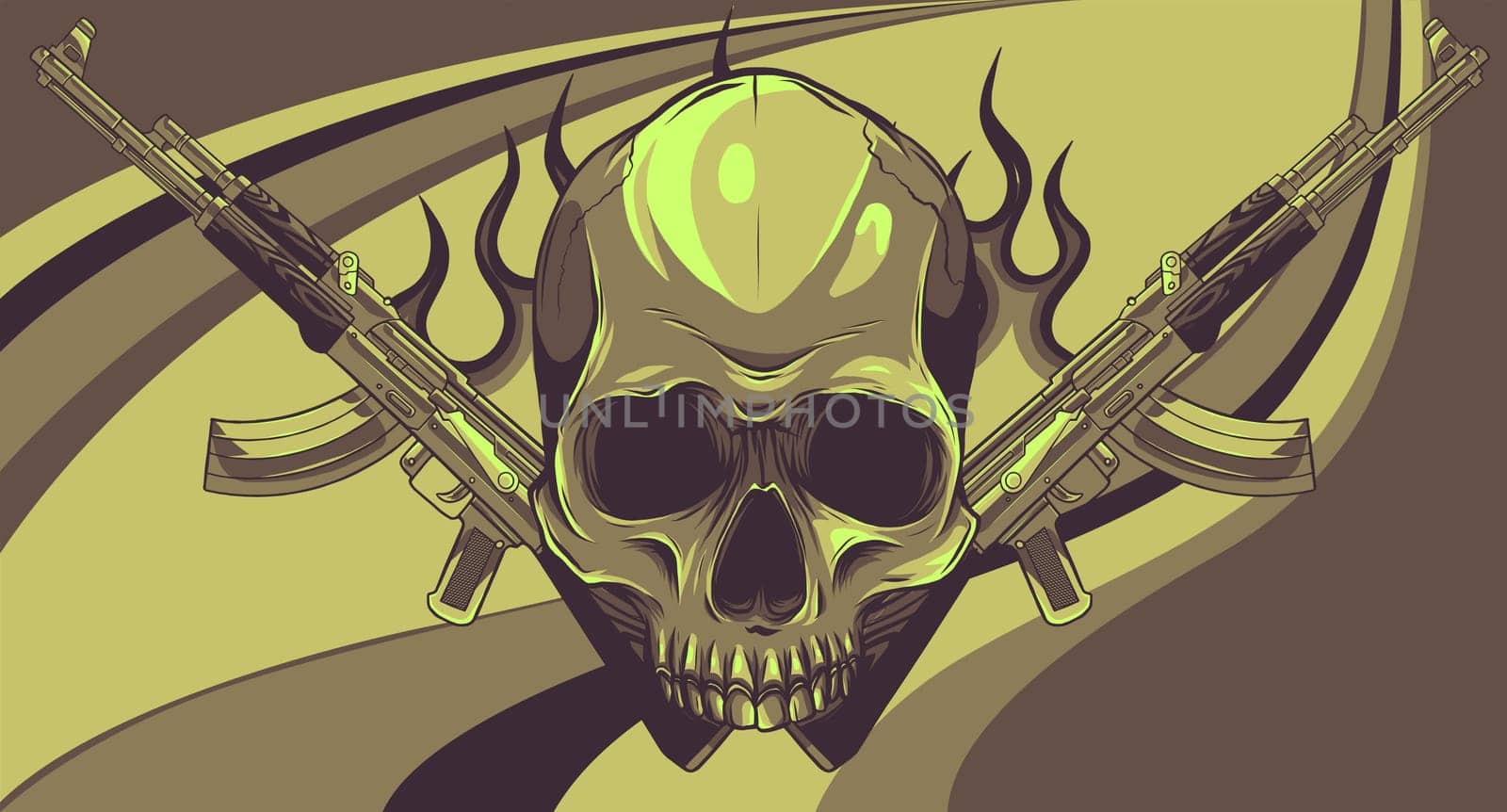 Skull with machine guns AK-47.