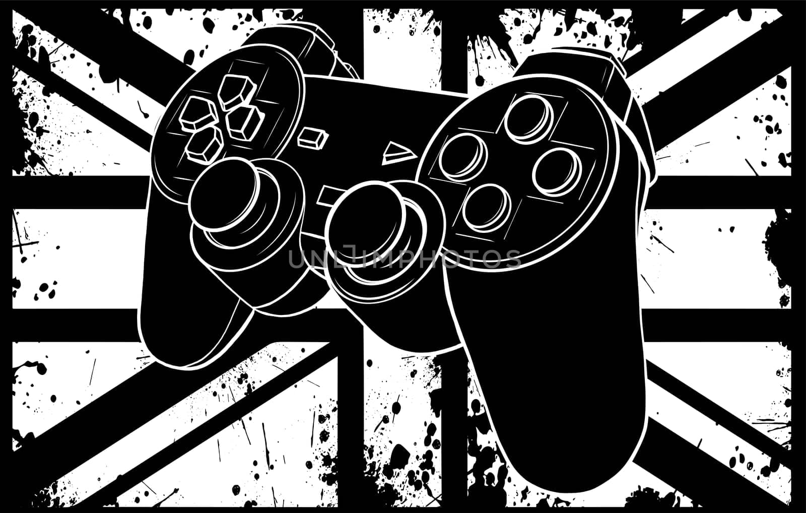 Gaming controller with england flag vector
