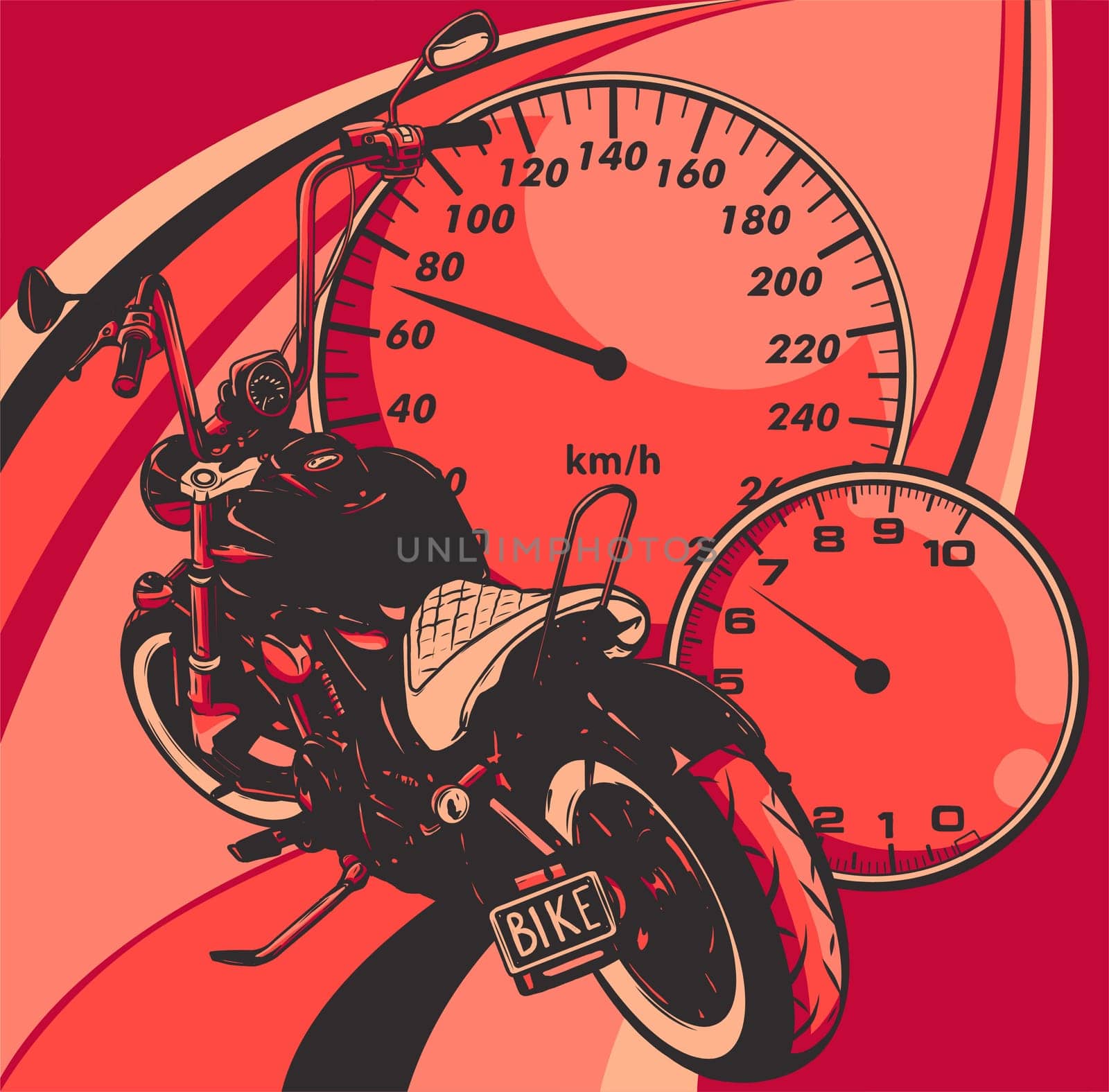 custom Motorcycle with speedometer vector illustration