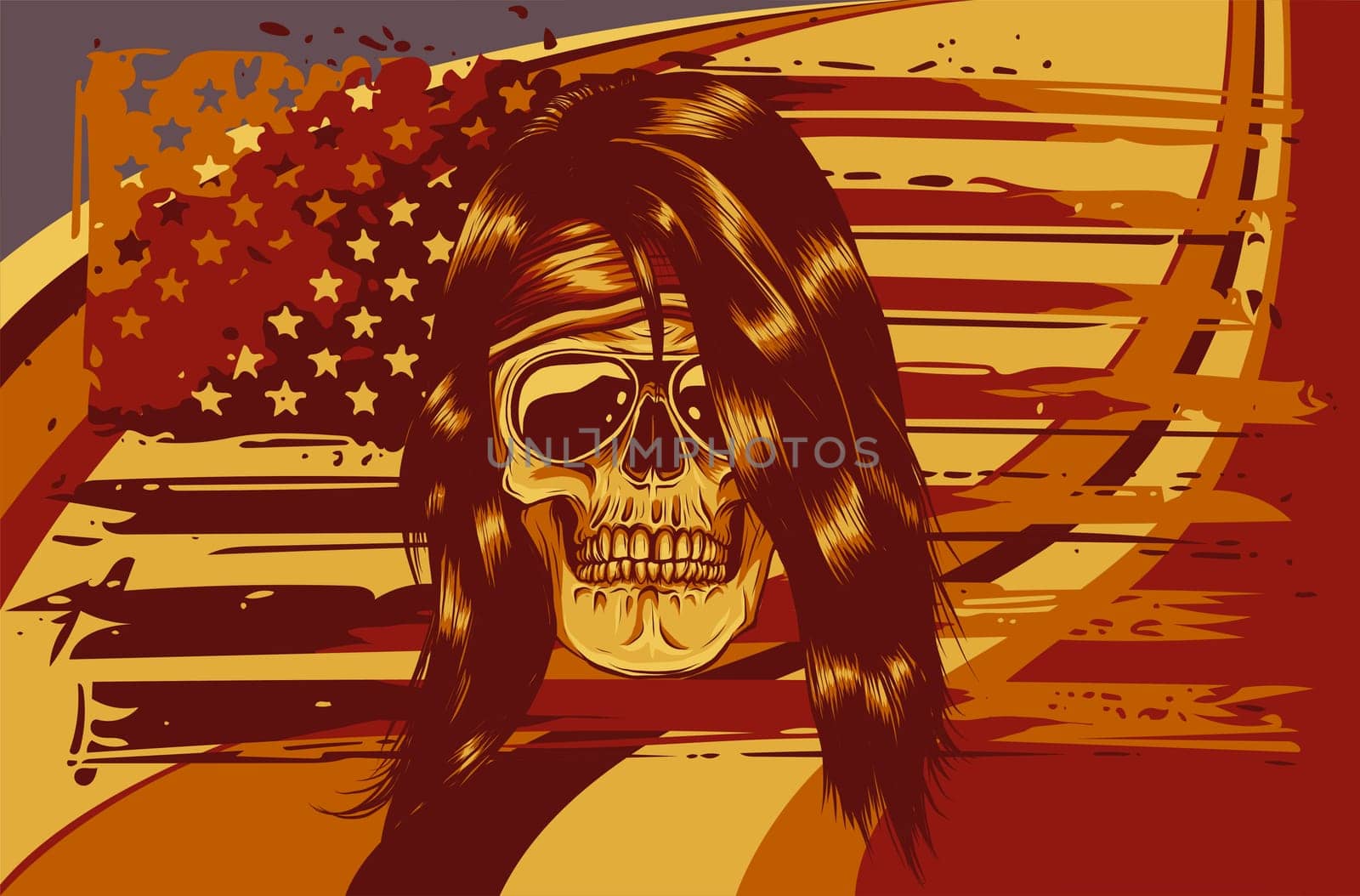 illustartion of skull with american flag