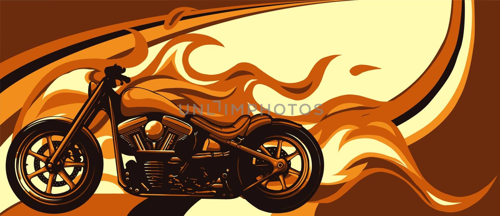 custom motorcycle with flames vector