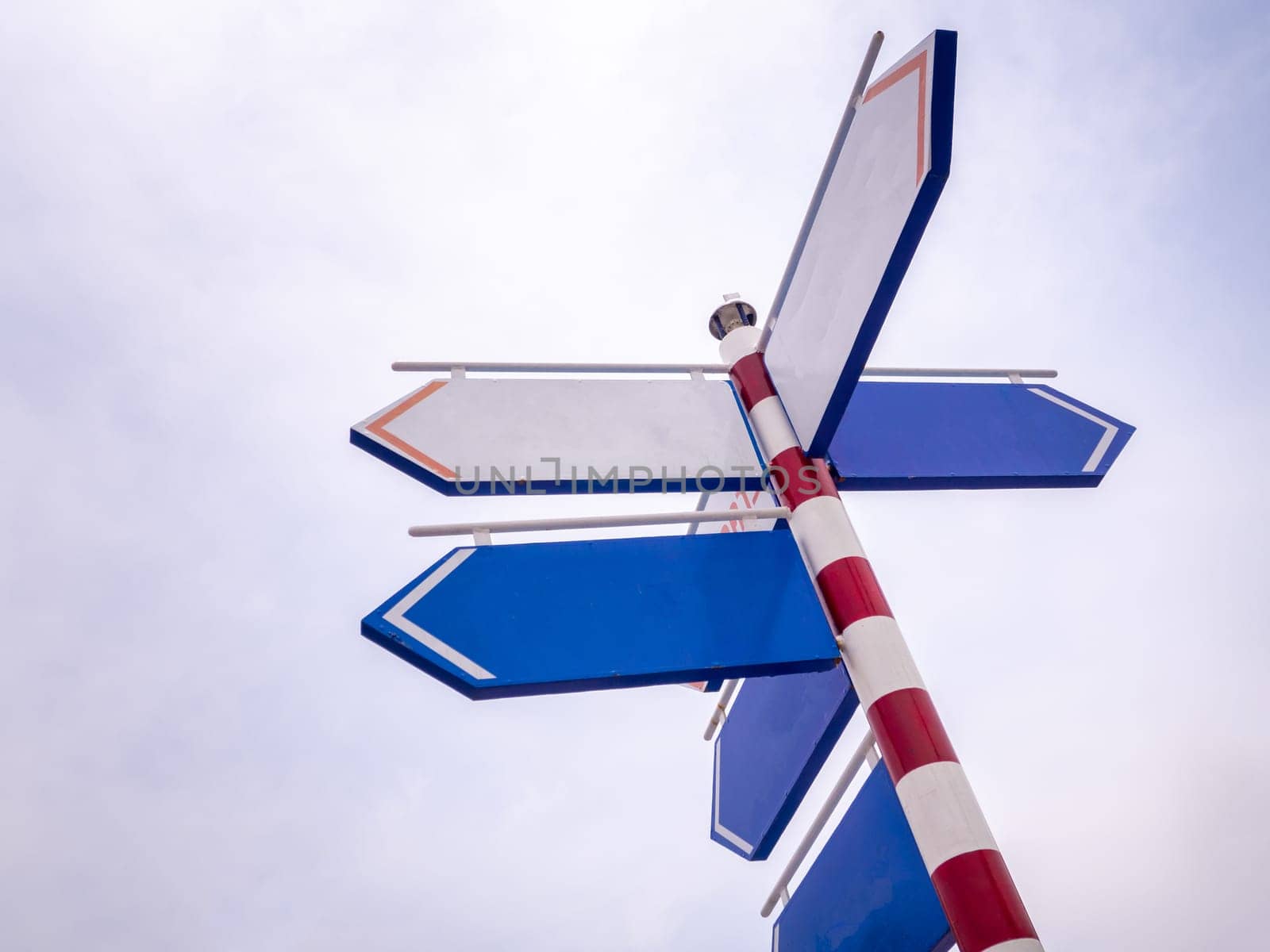 High Blank directional road signs over blue sky