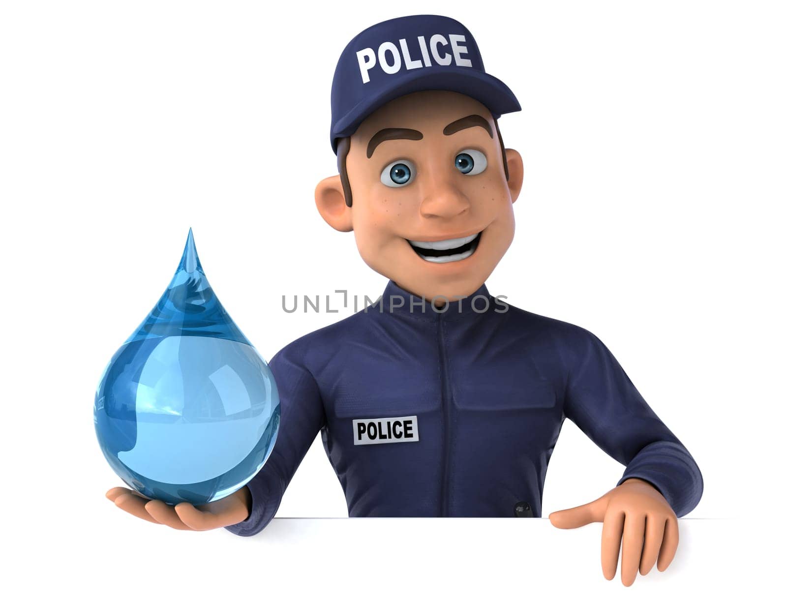 Fun 3D illustration of a cartoon Police Officer