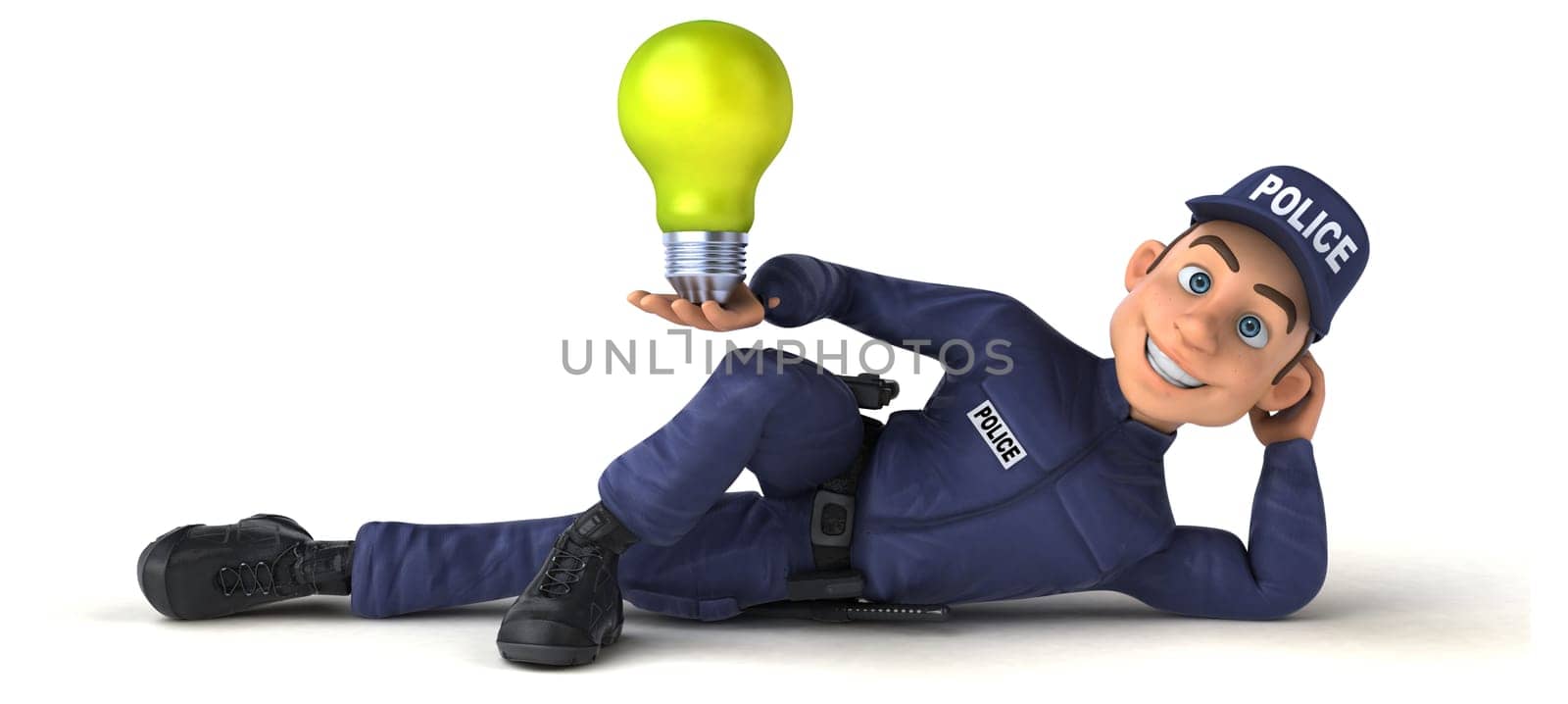 Fun 3D illustration of a cartoon Police Officer