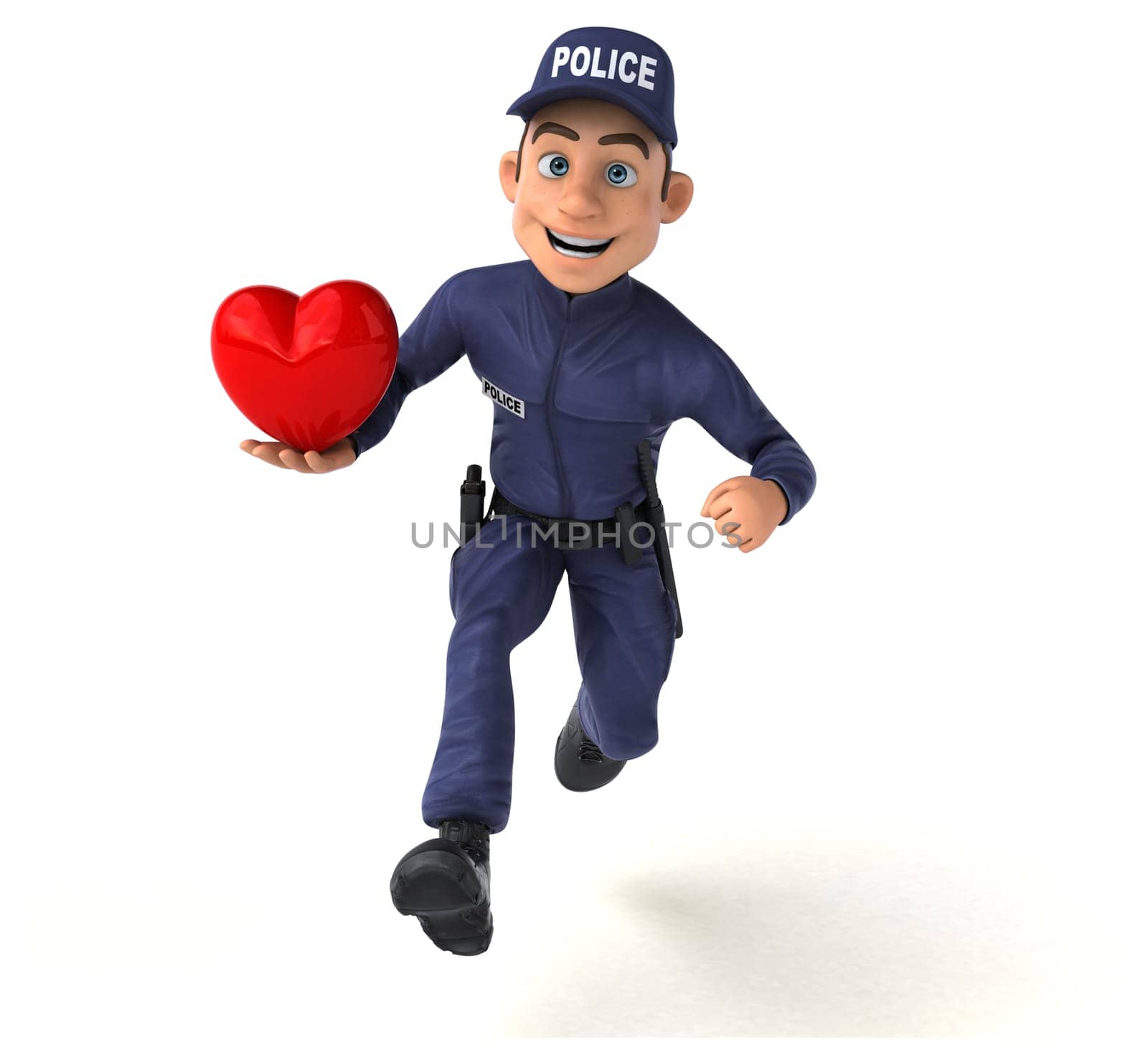 Fun 3D illustration of a cartoon Police Officer