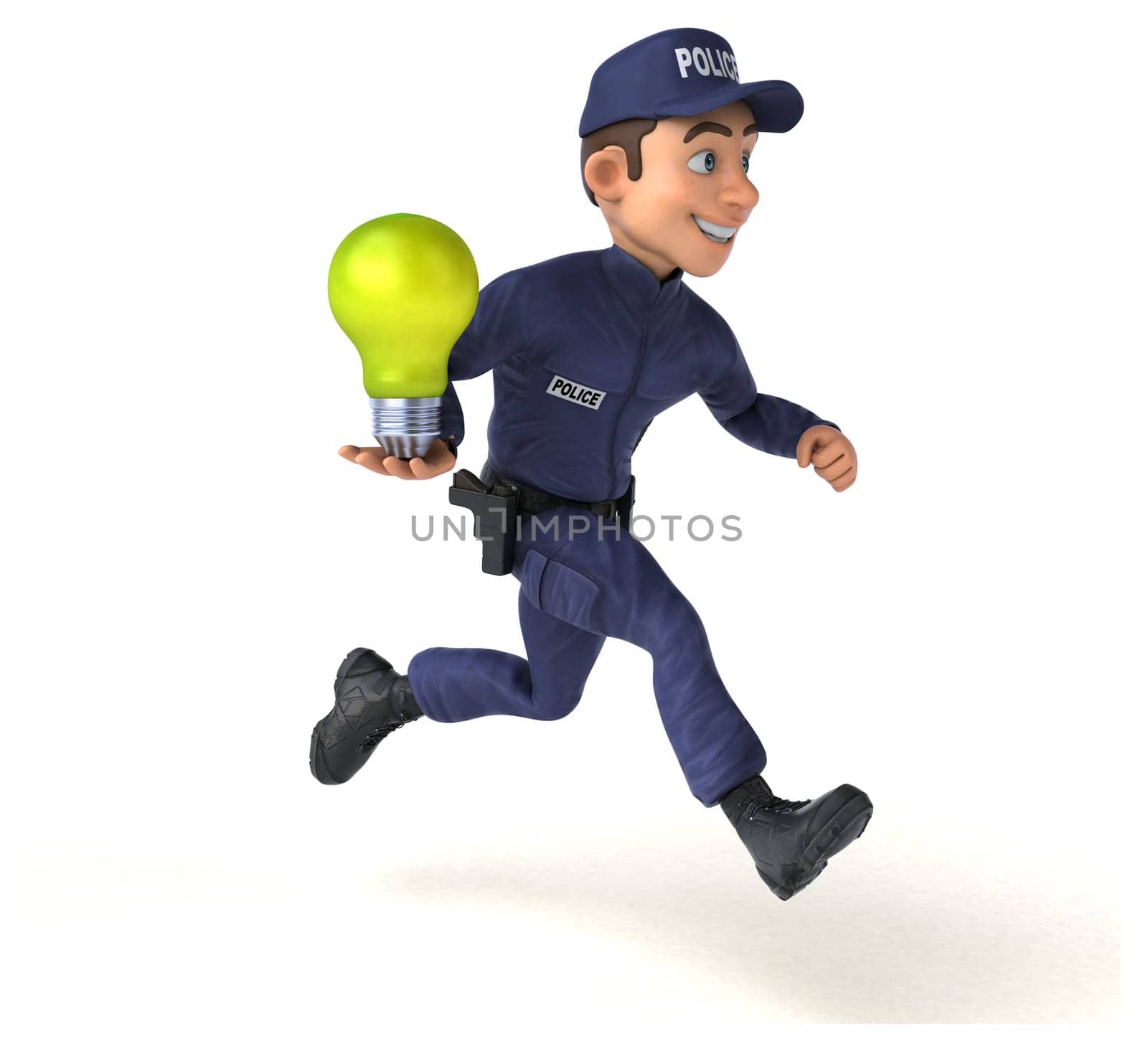 Fun 3D illustration of a cartoon Police Officer