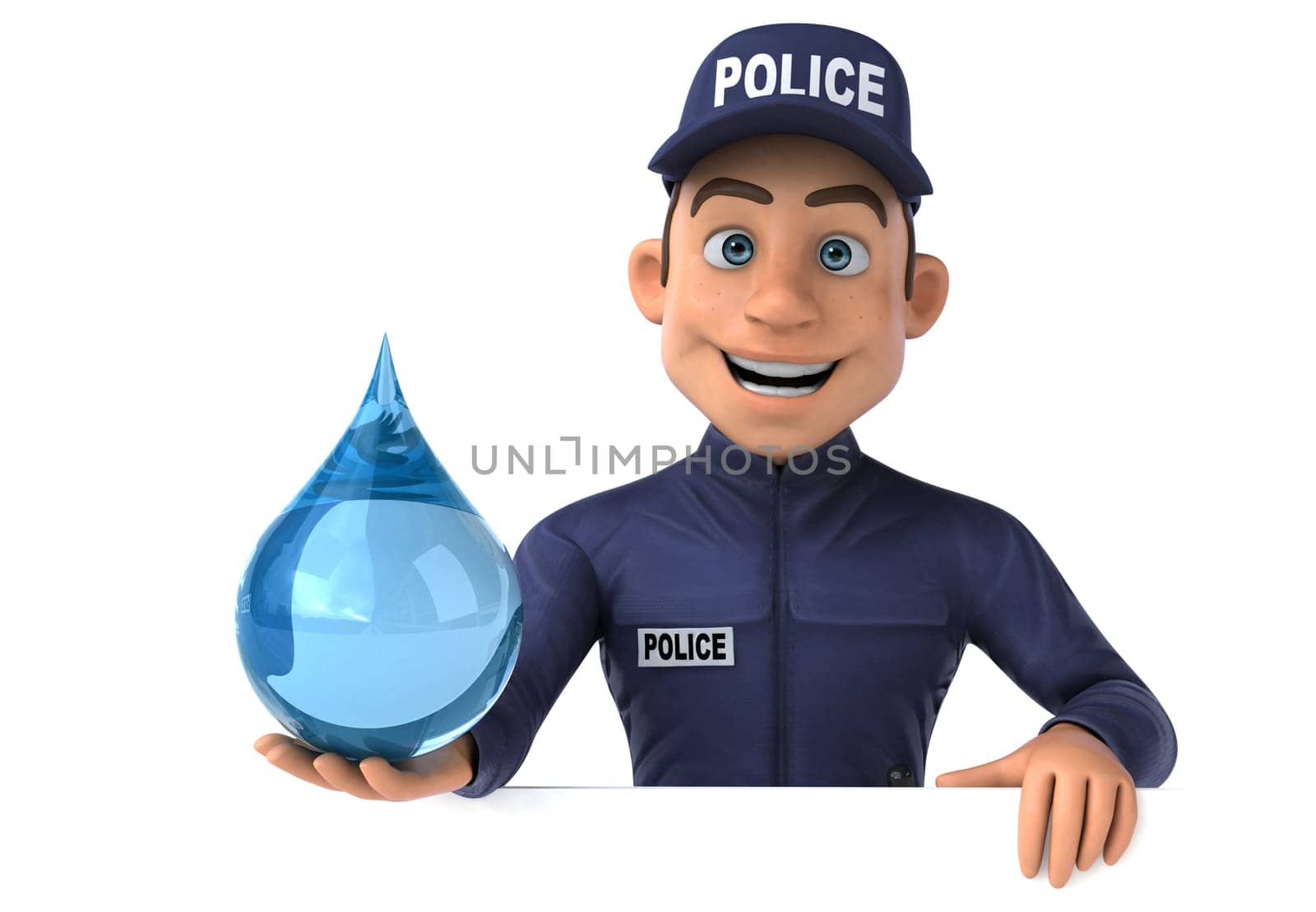 Fun 3D illustration of a cartoon Police Officer