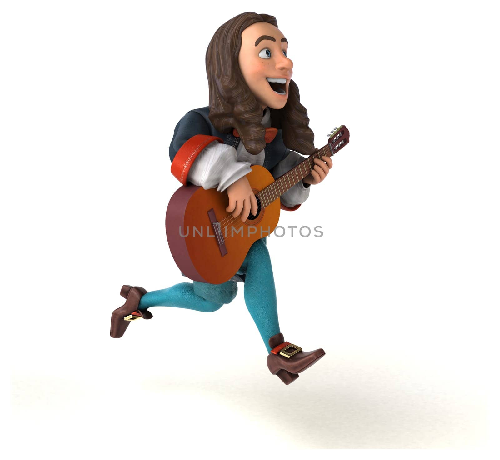 3D Illustration of a cartoon man in historical baroque costume