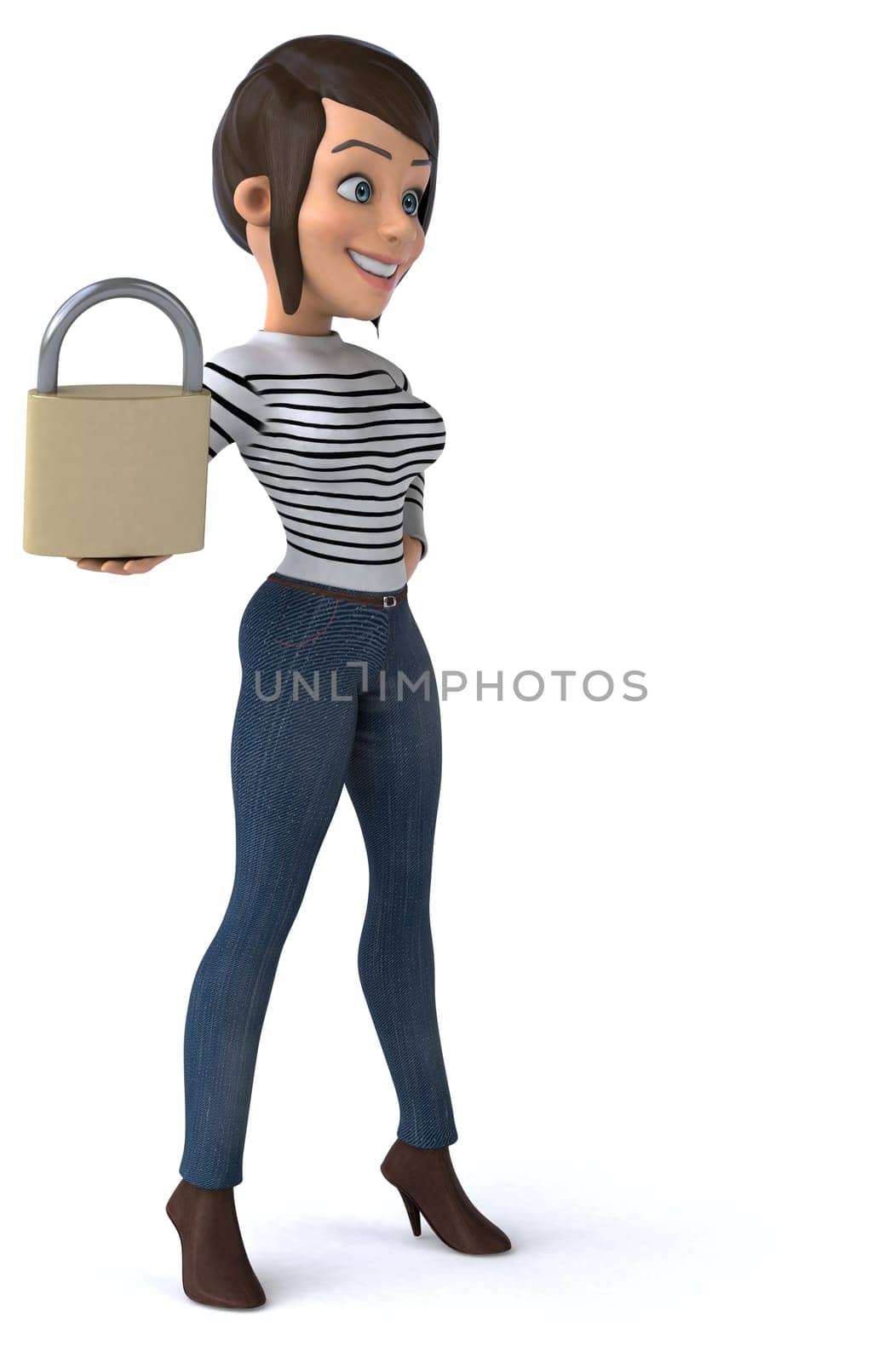 Fun 3D cartoon casual character woman