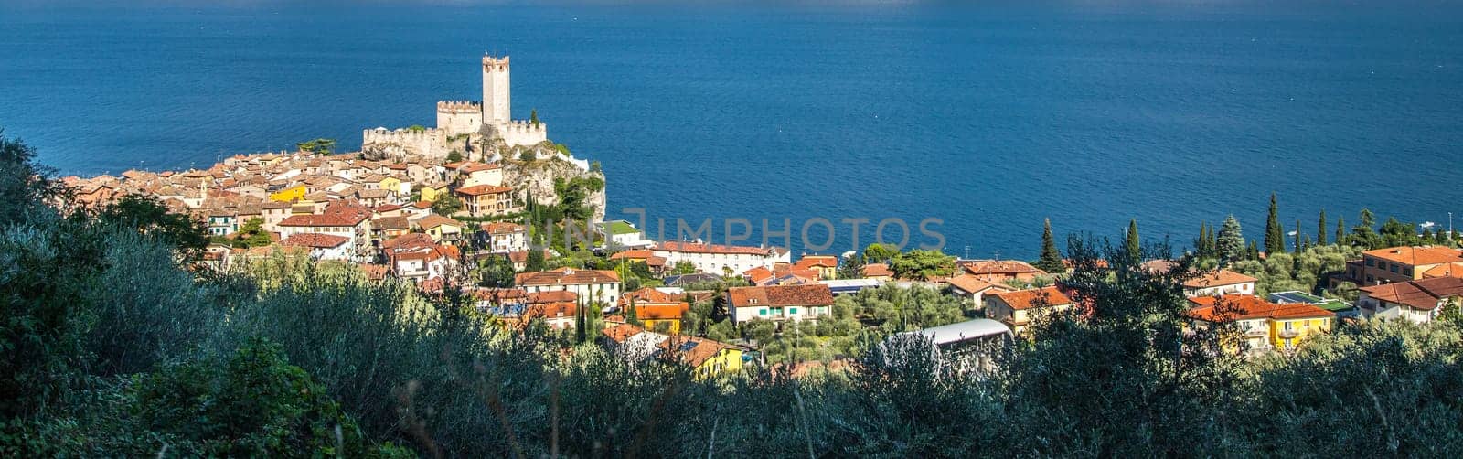Fortress of Malcesine, Lake Garda, Italy. Lake in the Background.