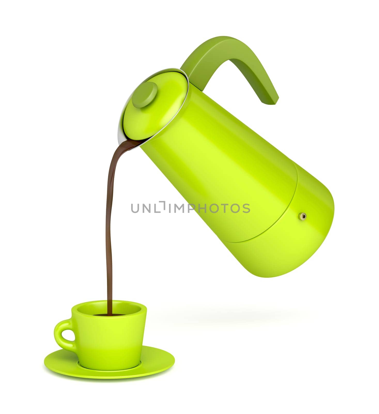Coffee poured from a moka pot into a cup