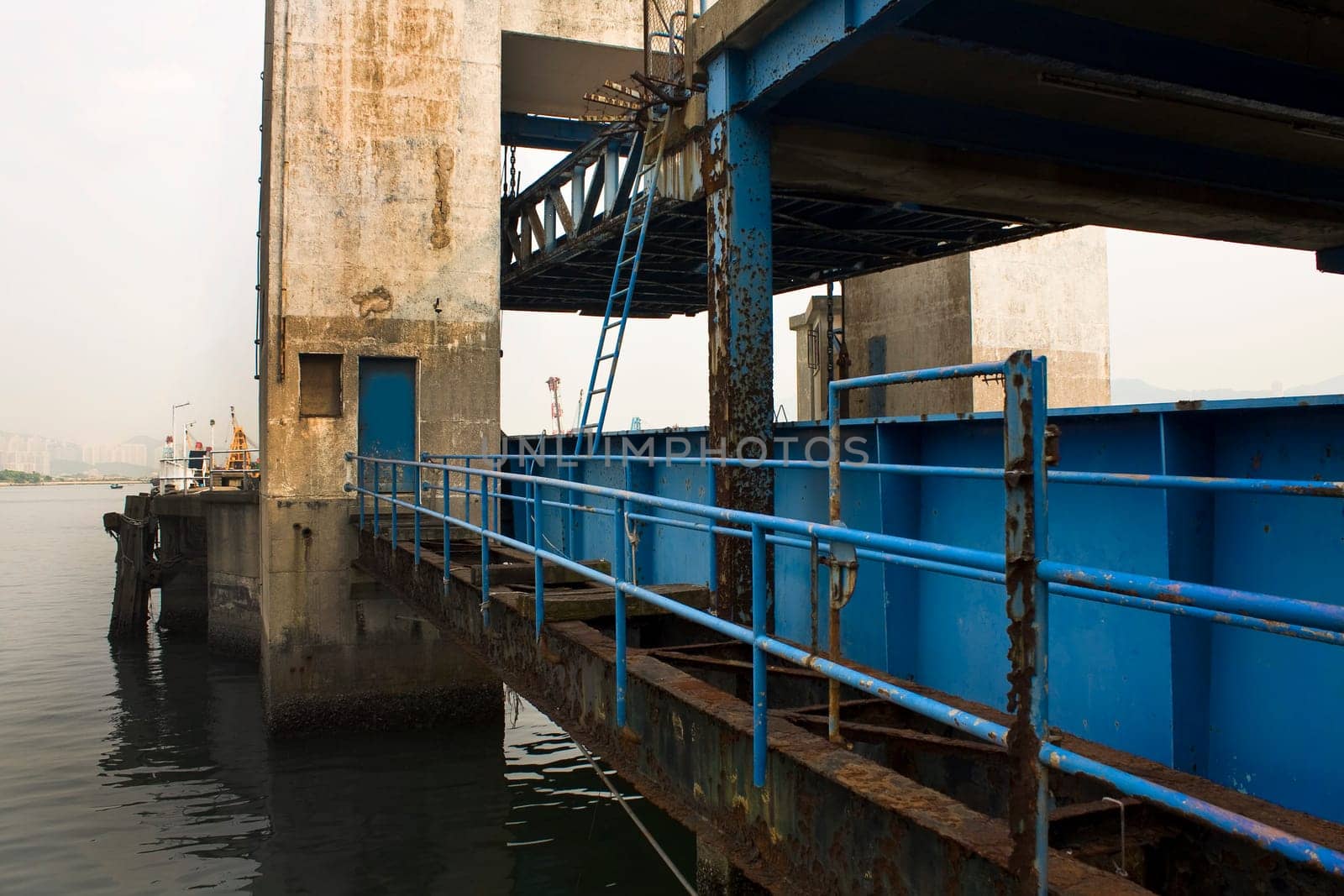old desert car ferry dock at day