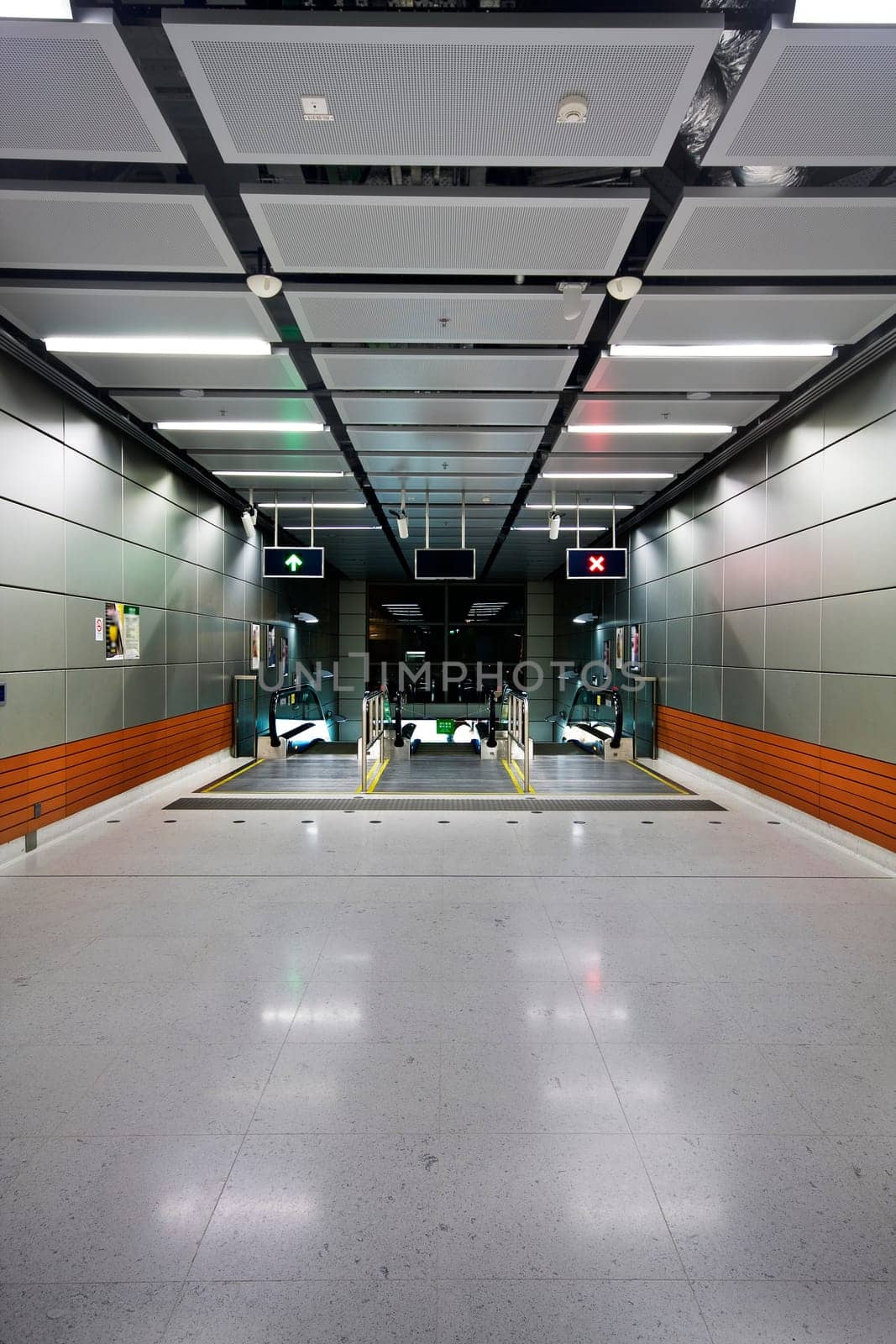 Modern building indoor and escalator in hong kong