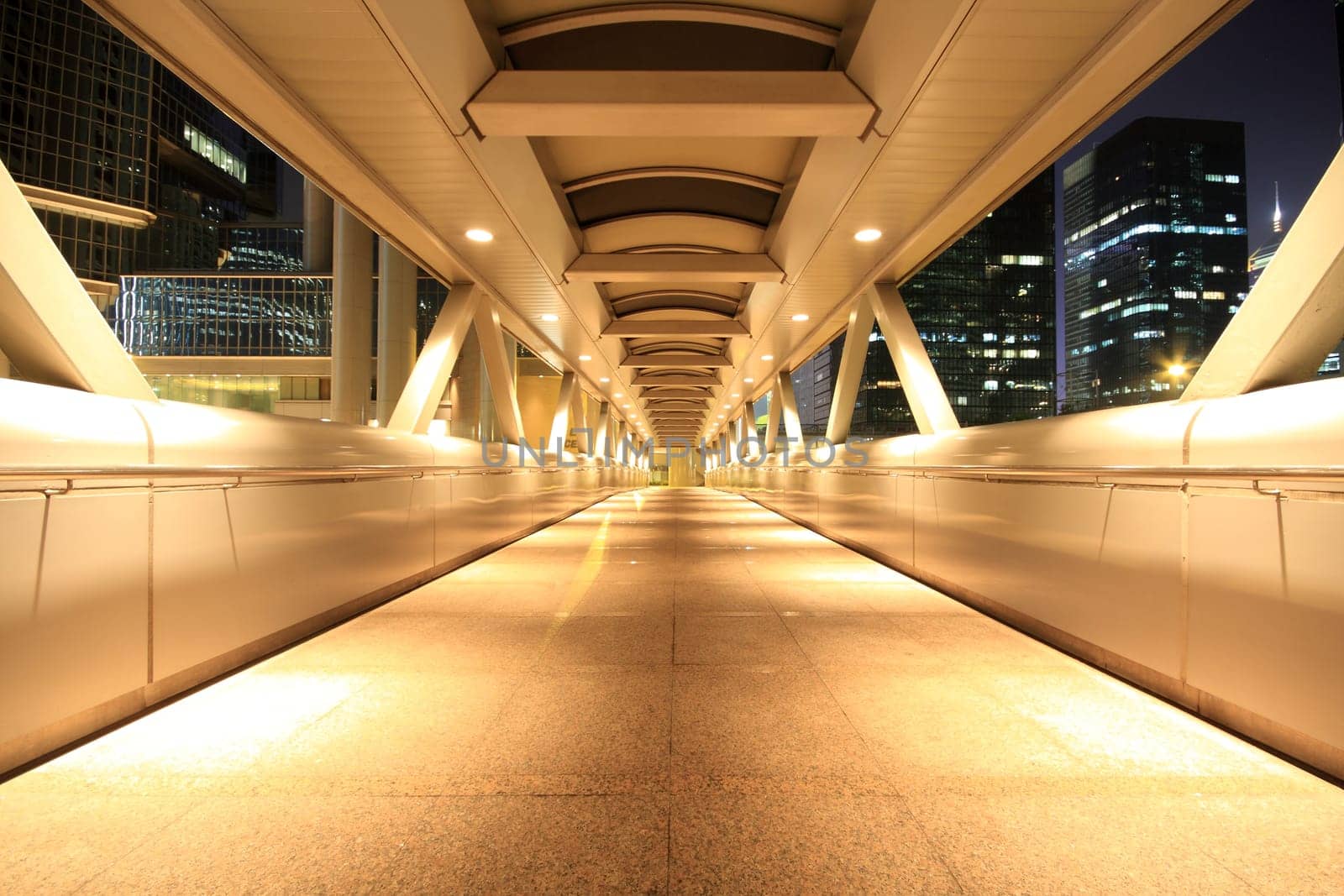 corridor of the city hall at night in hong kong