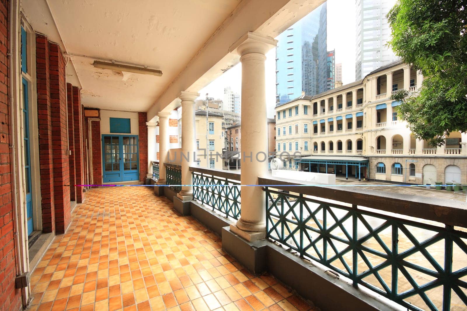 brown floor terrace in old building