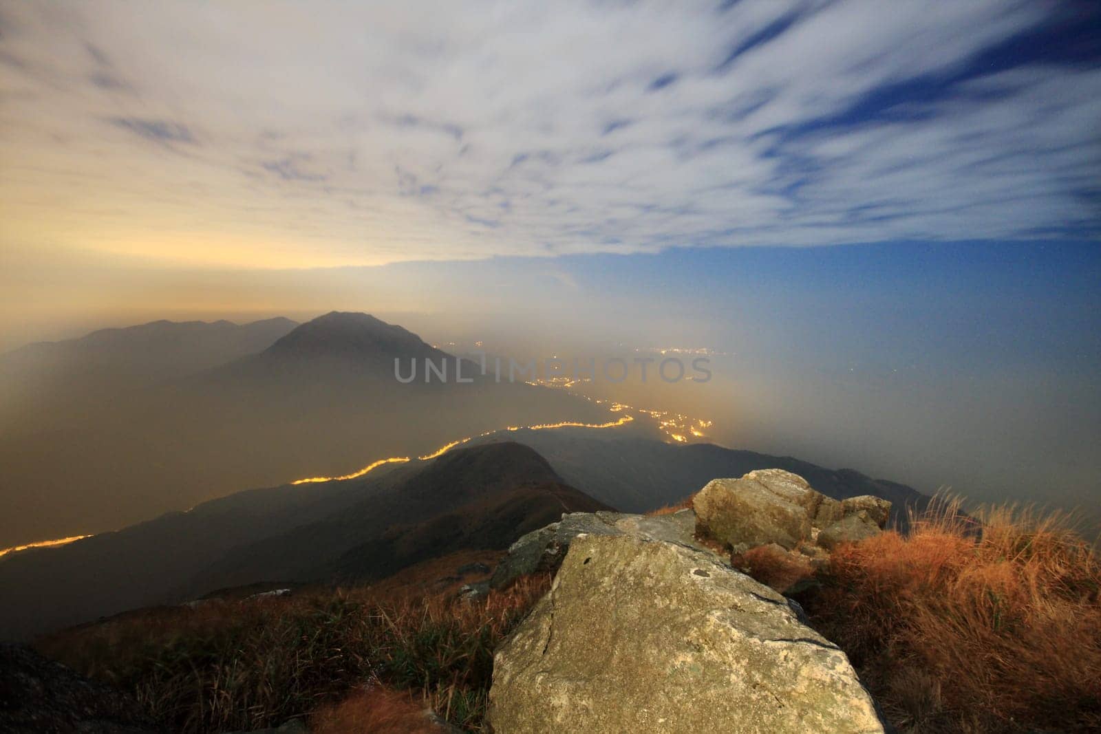 sunset over mountains