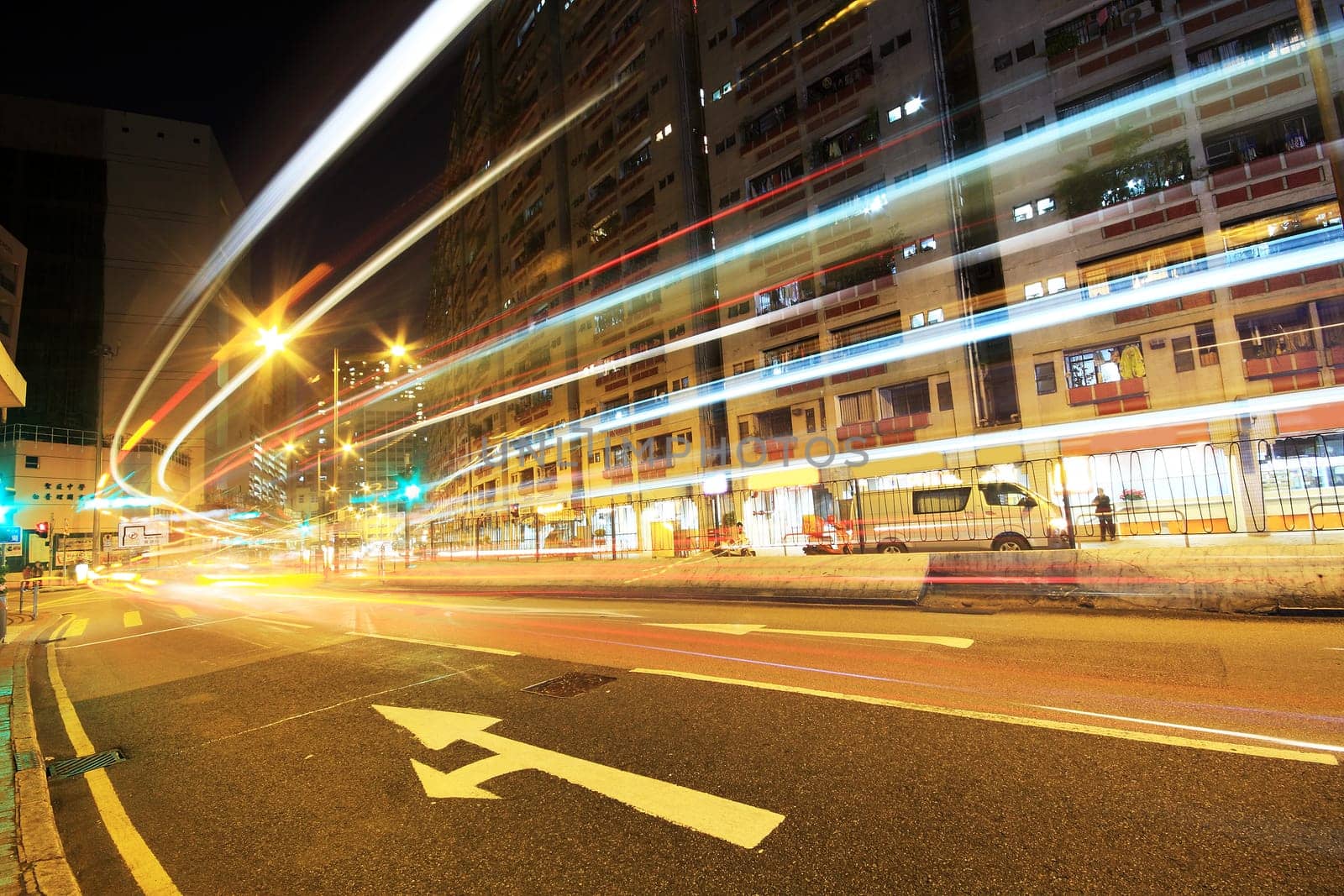 traffic in city at night