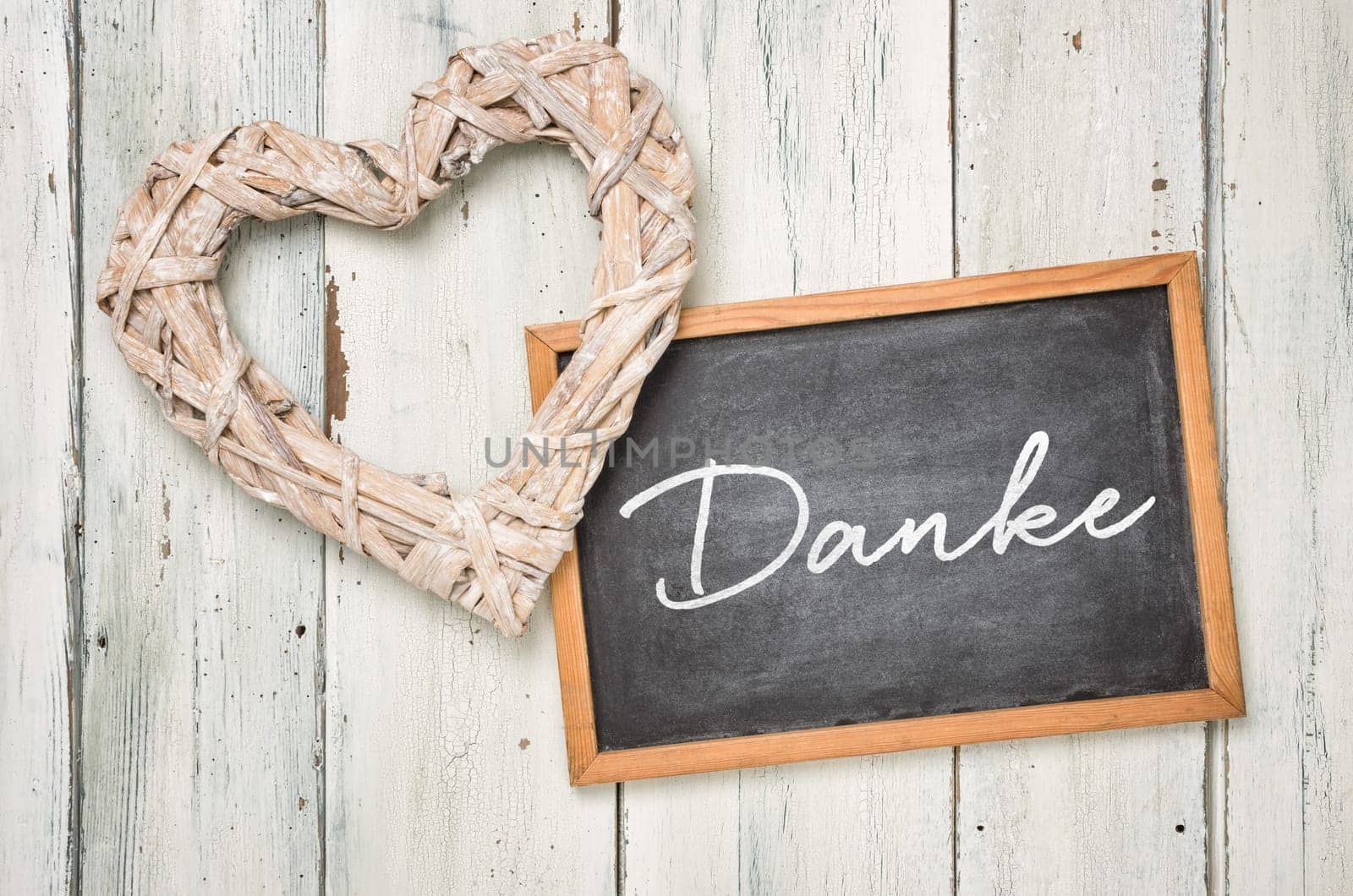 Chalkboard with braided heart - Thank you