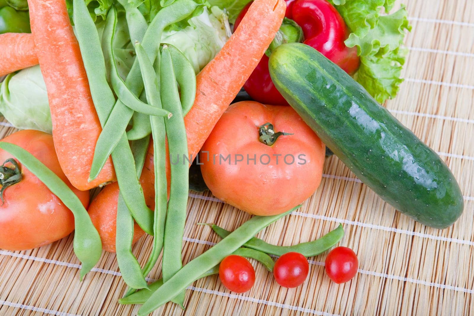 Fresh vegetables on wooden table