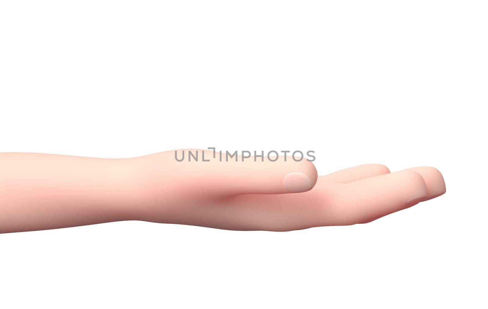 Supporting Hand. 3D Cartoon Character. Isolated on White Background 3D Illustration, Donate Concept