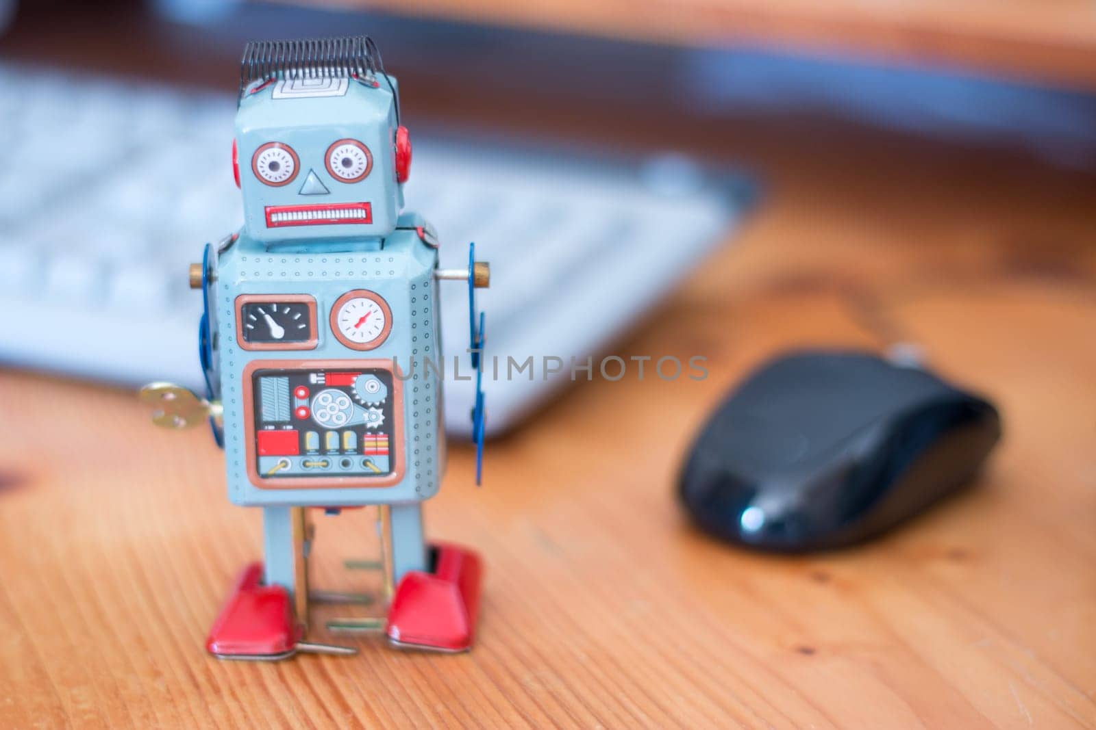 Symbol for a chat bot or social bot and algorithms, keyboard