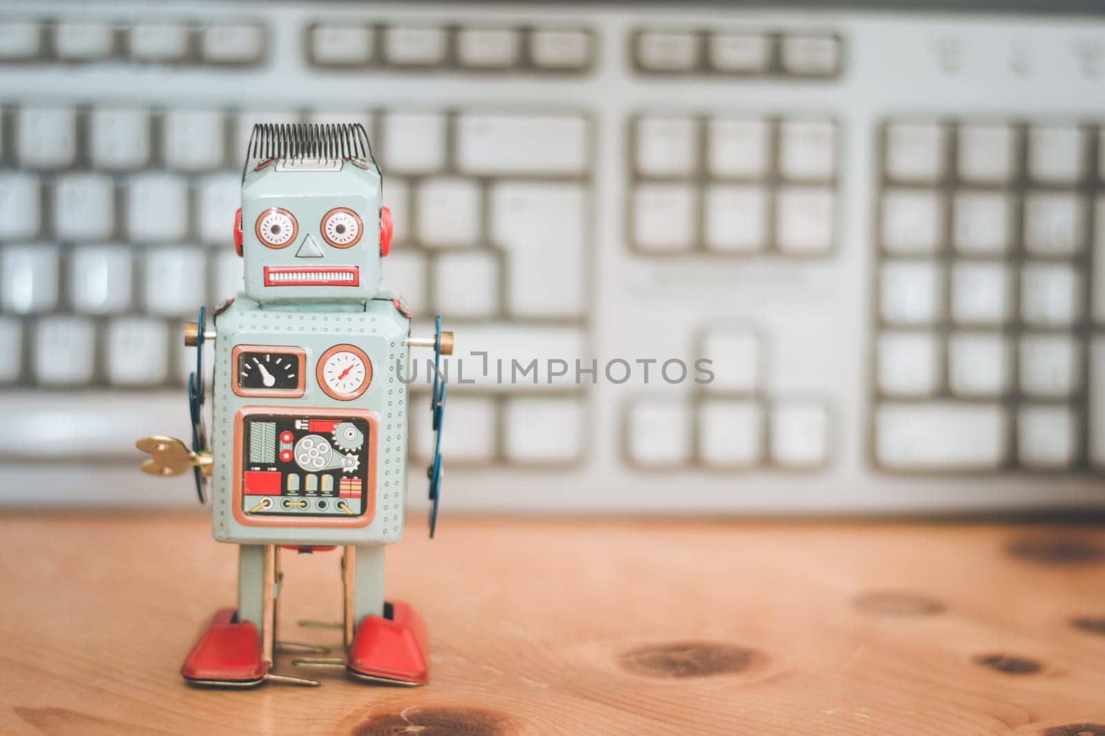 Symbol for a chatbot or social bot and algorithms, program code in the background
