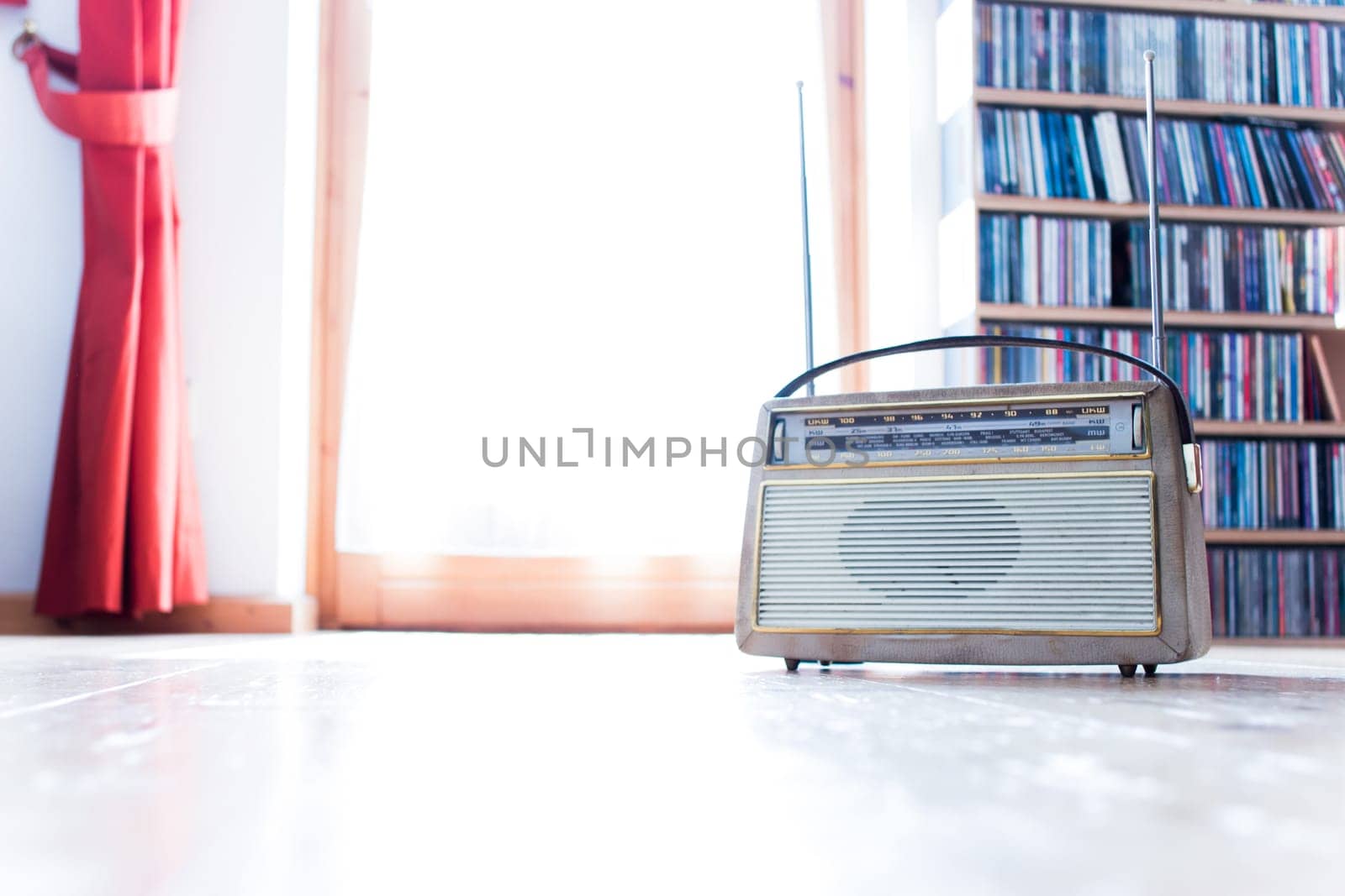 Vintage Radio on the floor, wood