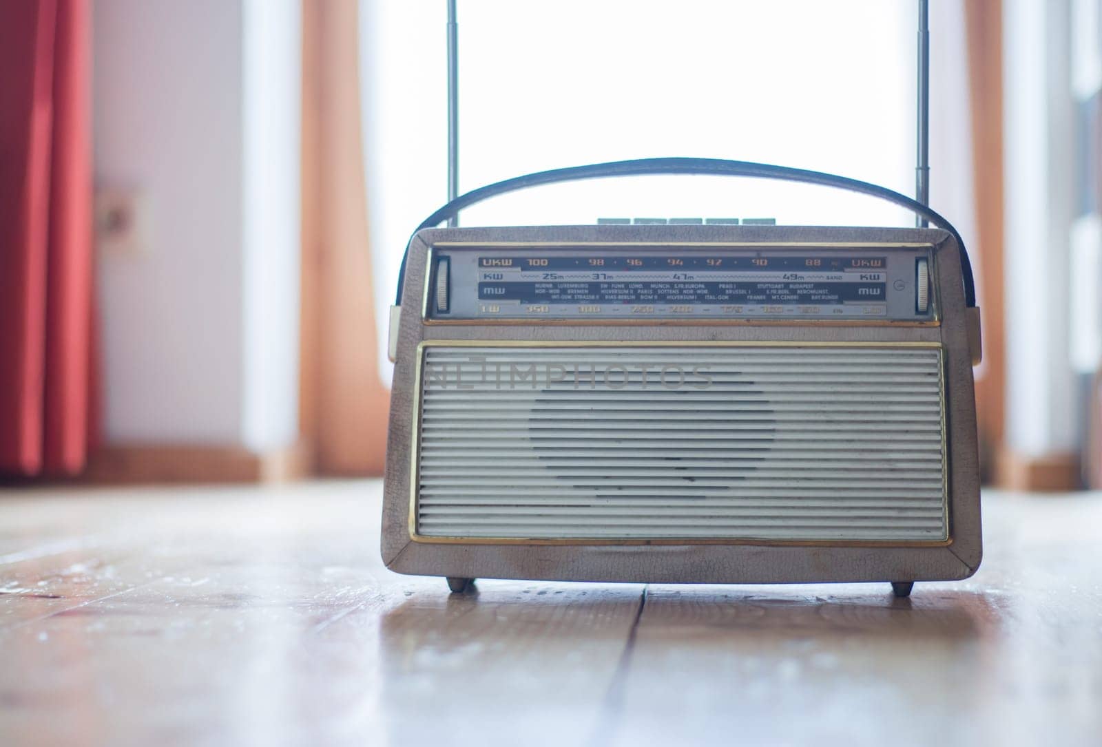 Vintage Radio on the floor, wood