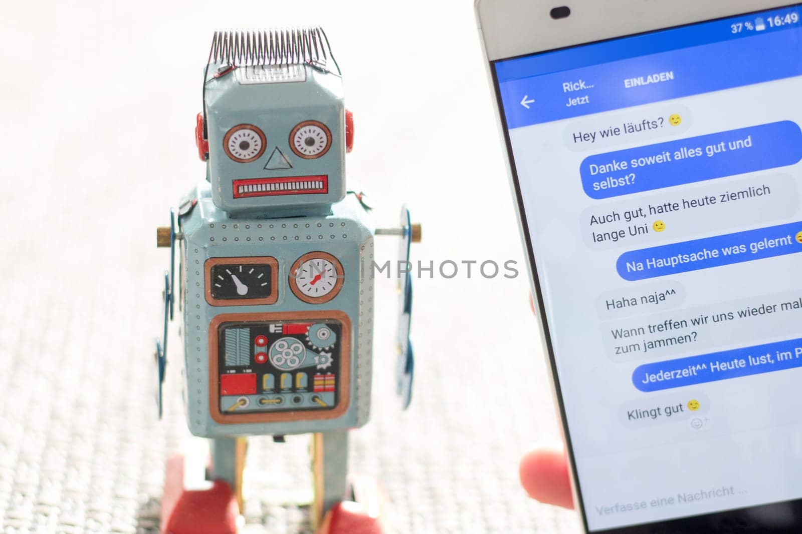 Symbol for chat bot, smartphone and messenger