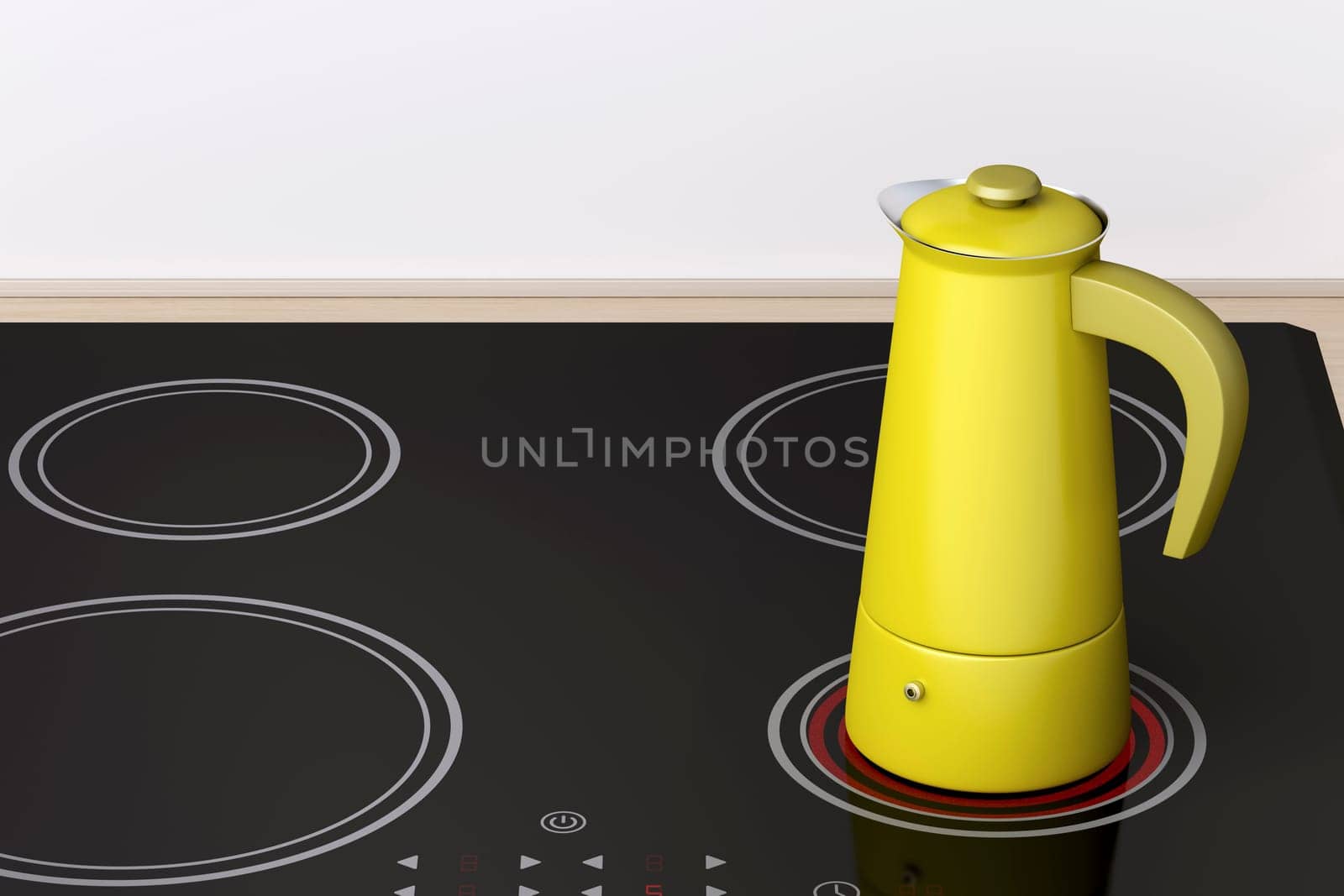 Brewing coffee with moka pot on ceramic electric cooktop