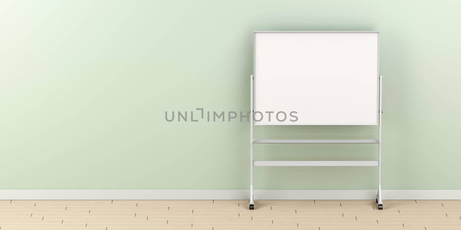 Mobile school whiteboard on wheels