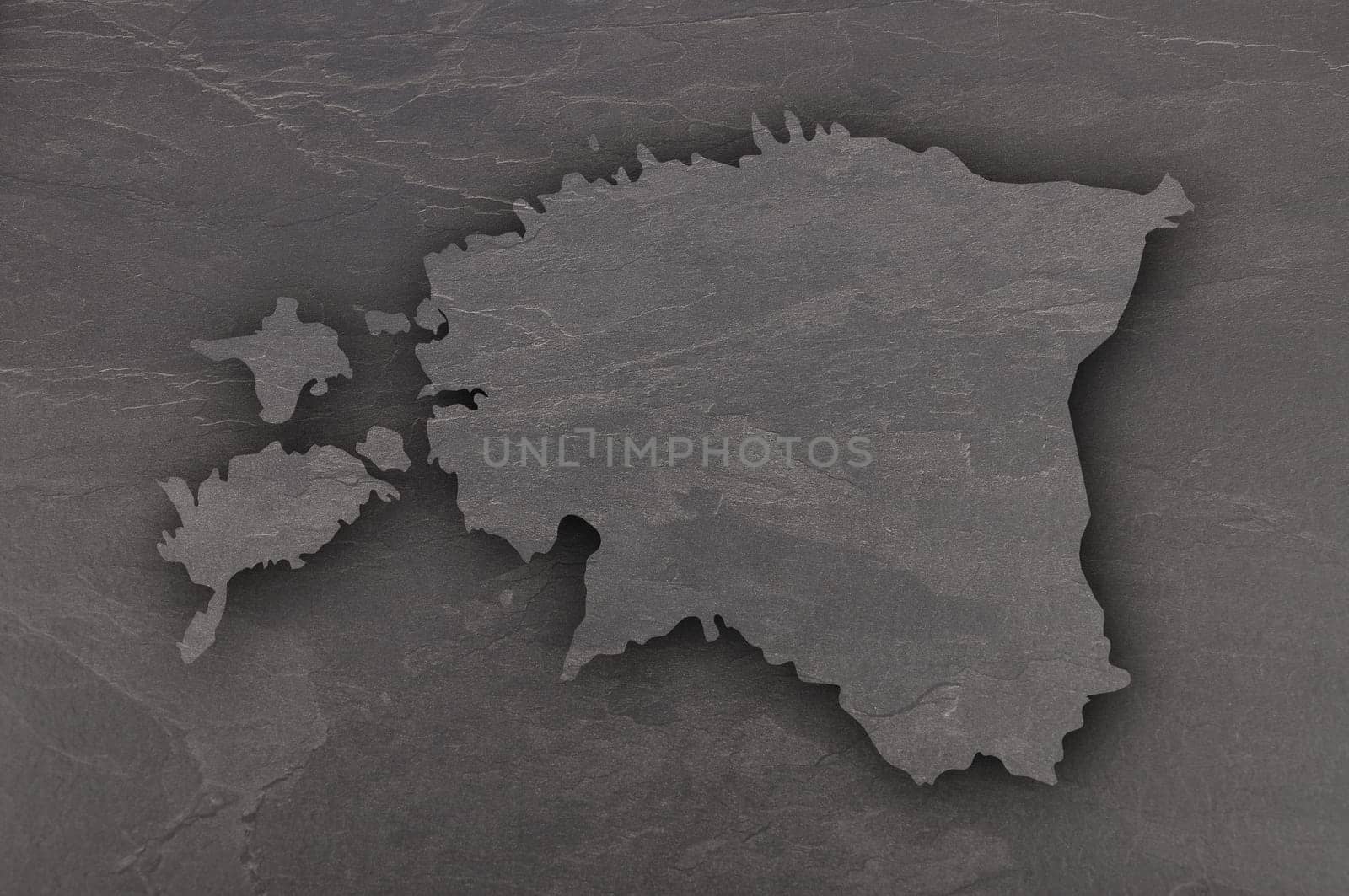 Map of Estonia on dark slate