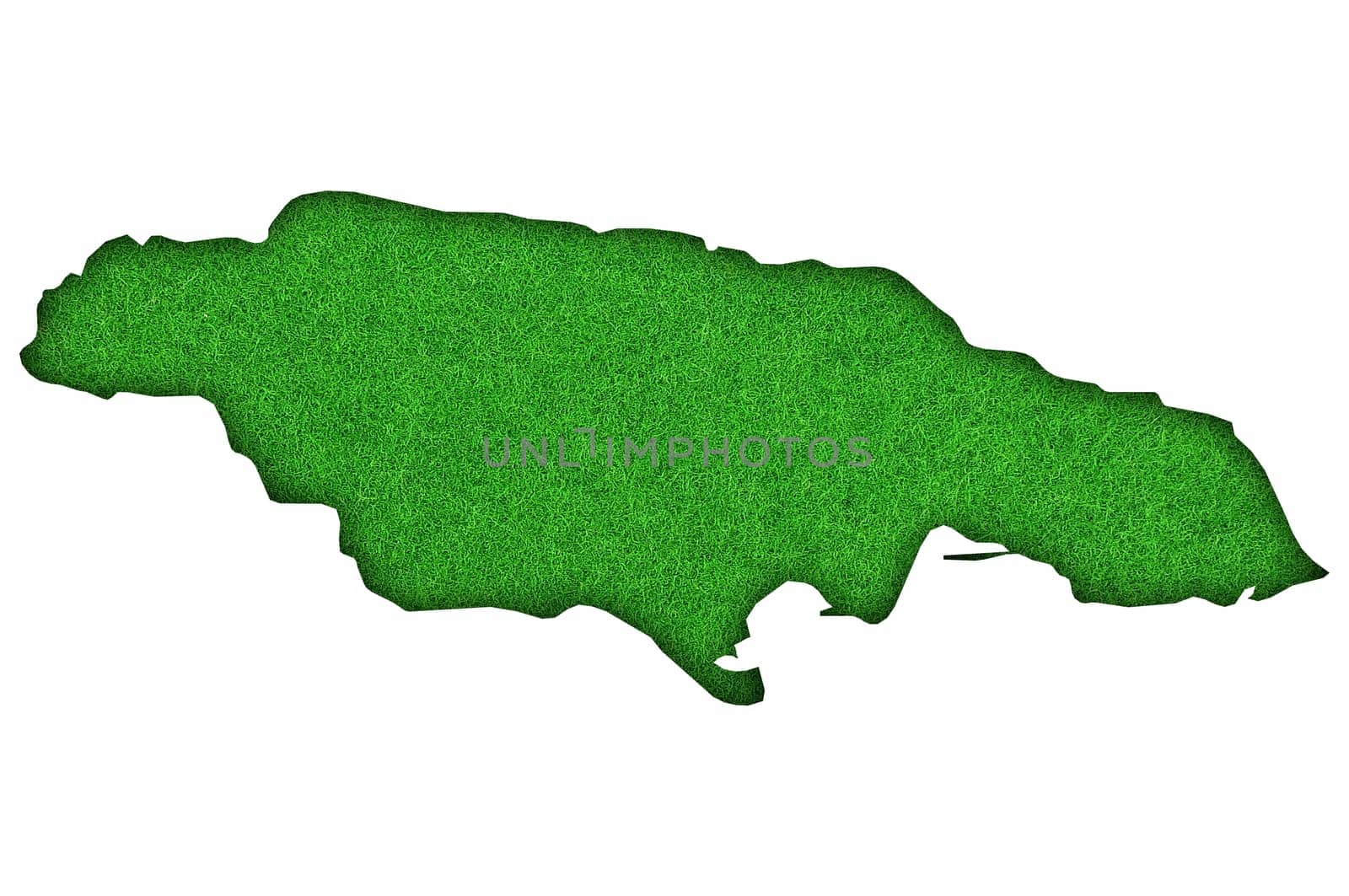 Map of Jamaica on green felt