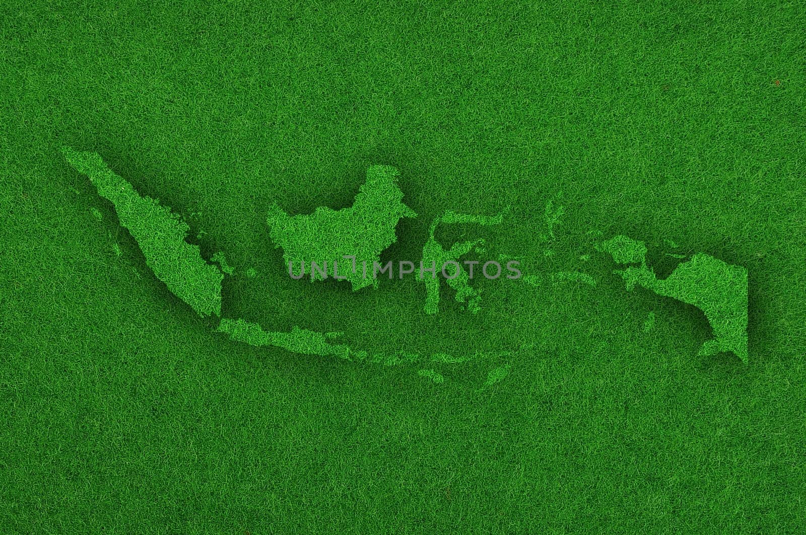 Map of Indonesia on green felt