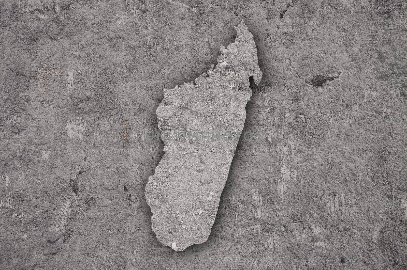 Map of Madagascar on weathered concrete