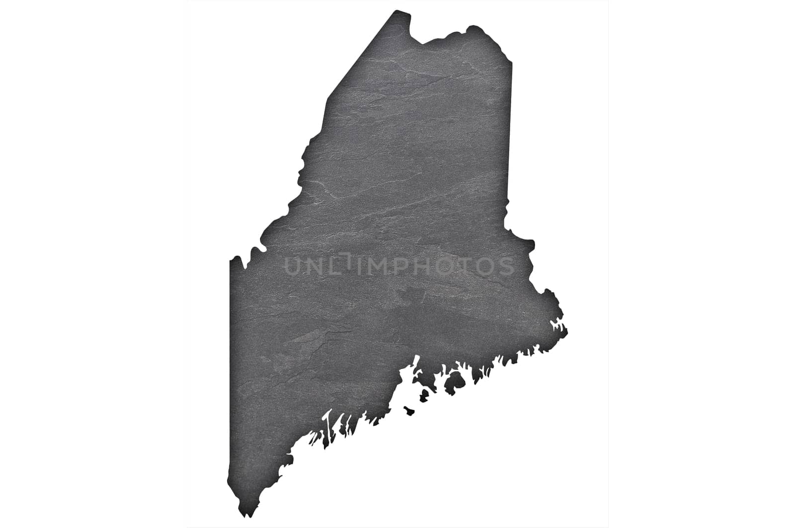 Map of Maine on dark slate