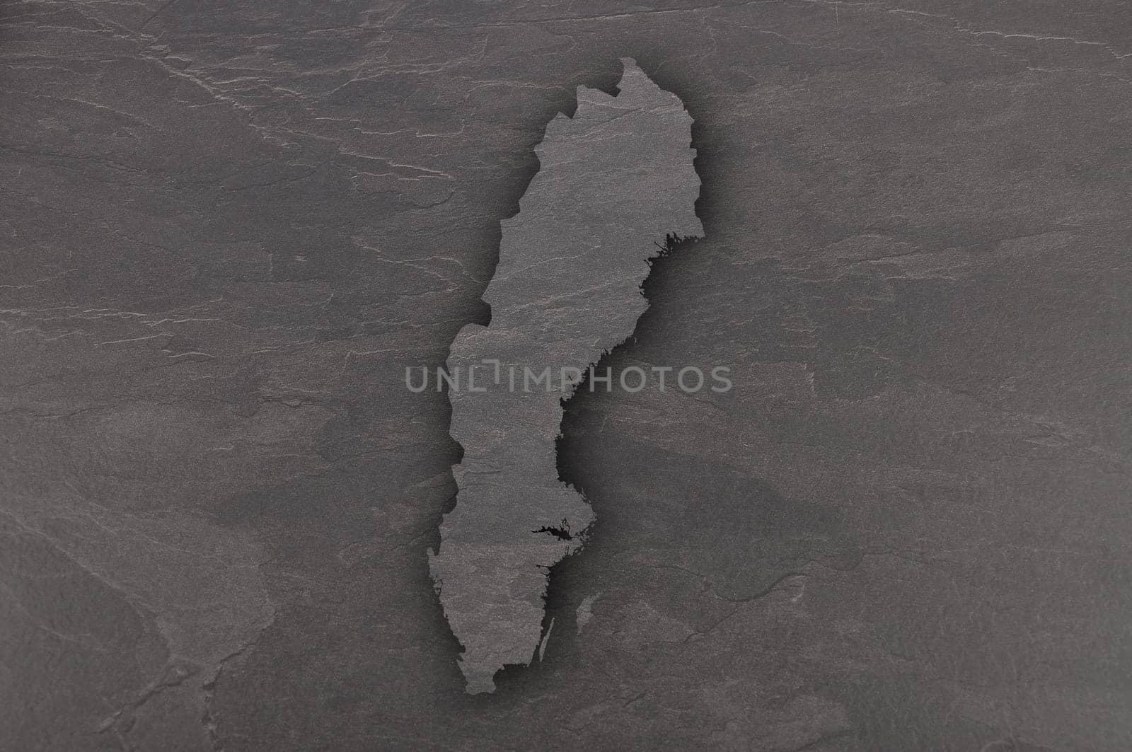 Map of Sweden on dark slate