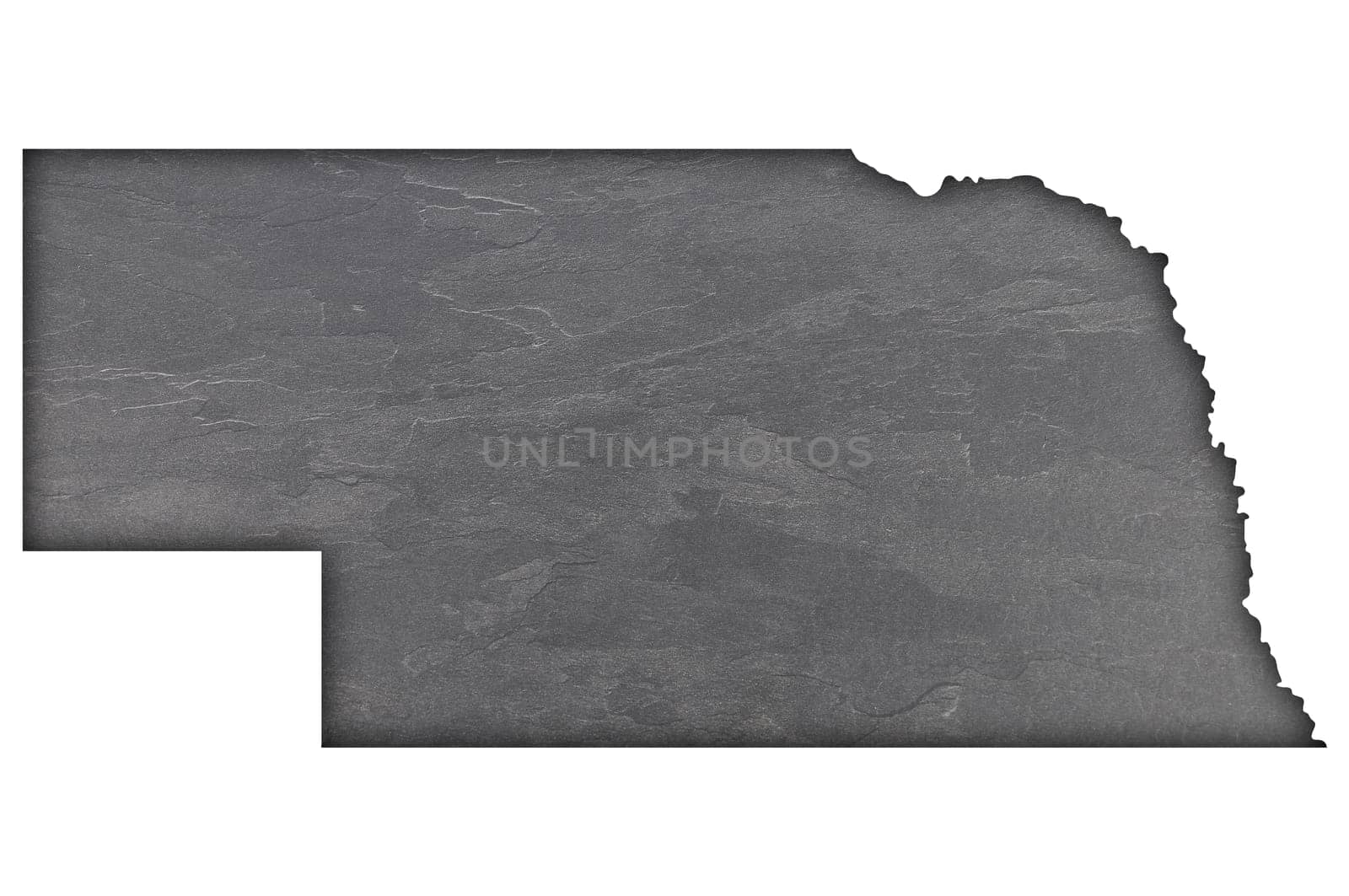 Map of Nebraska on dark slate