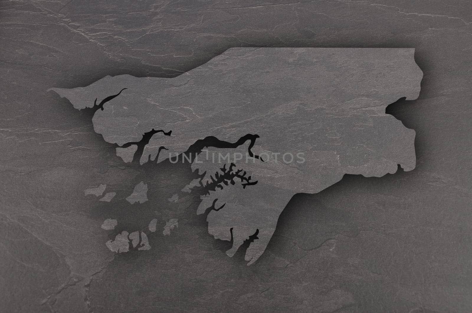 Map of Guinea-Bissau on dark slate