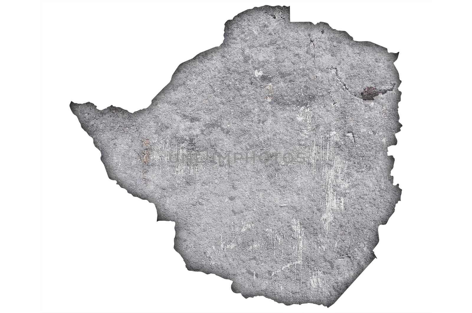 Map of Zimbabwe on weathered concrete